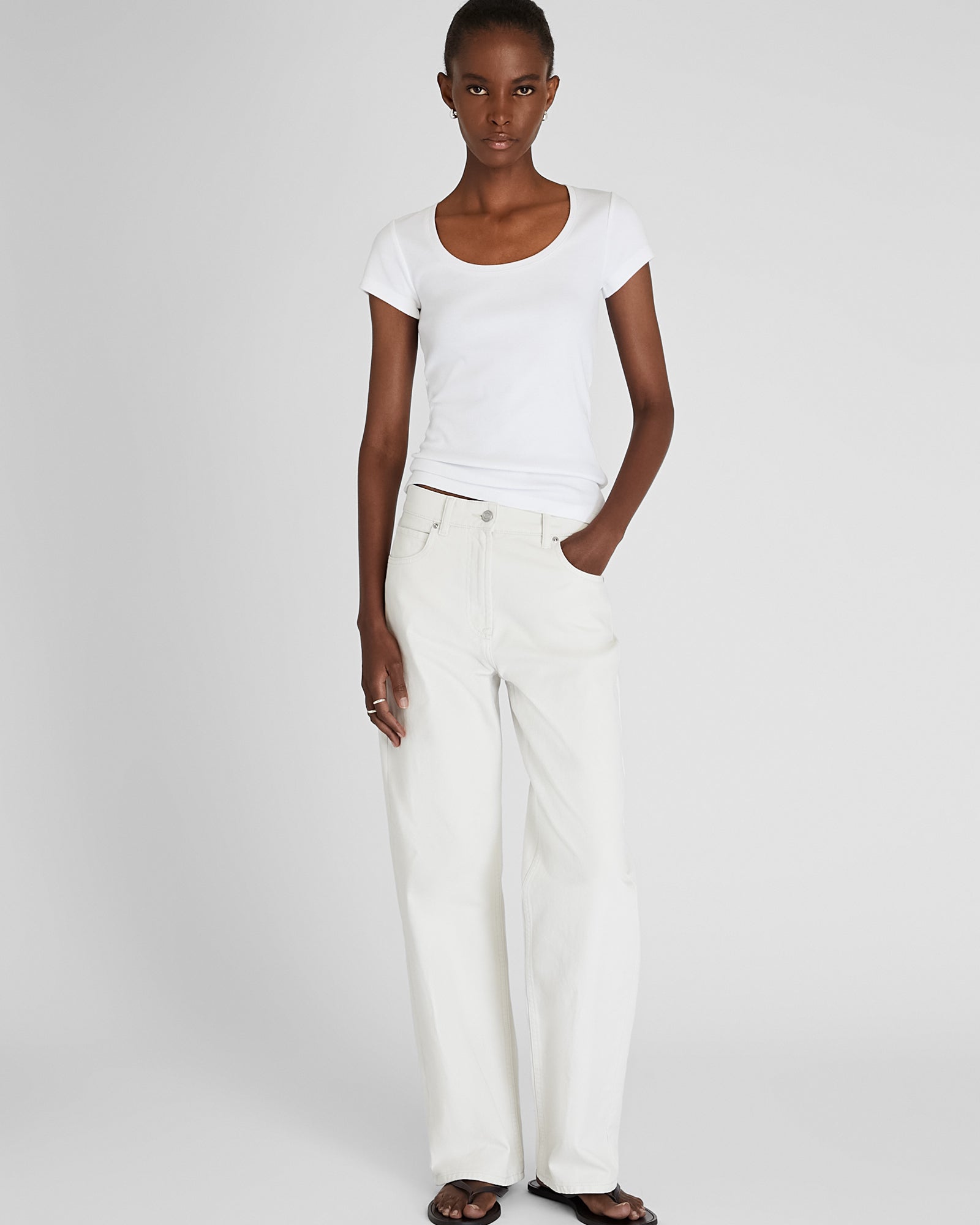 CLUB MONACO - Bowee Scoop Neck Tee - White