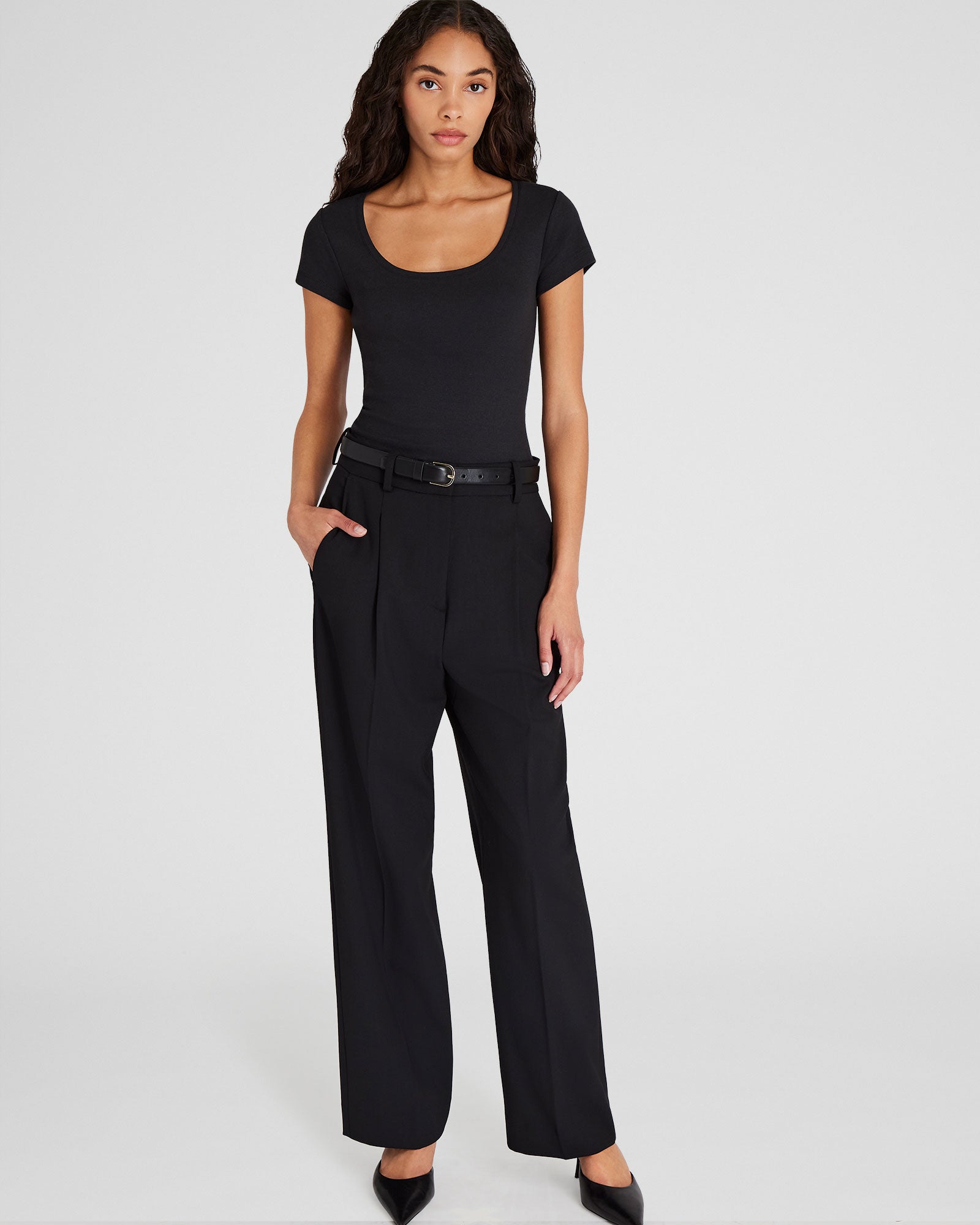 CLUB MONACO - Bowee Scoop Neck Tee - Black