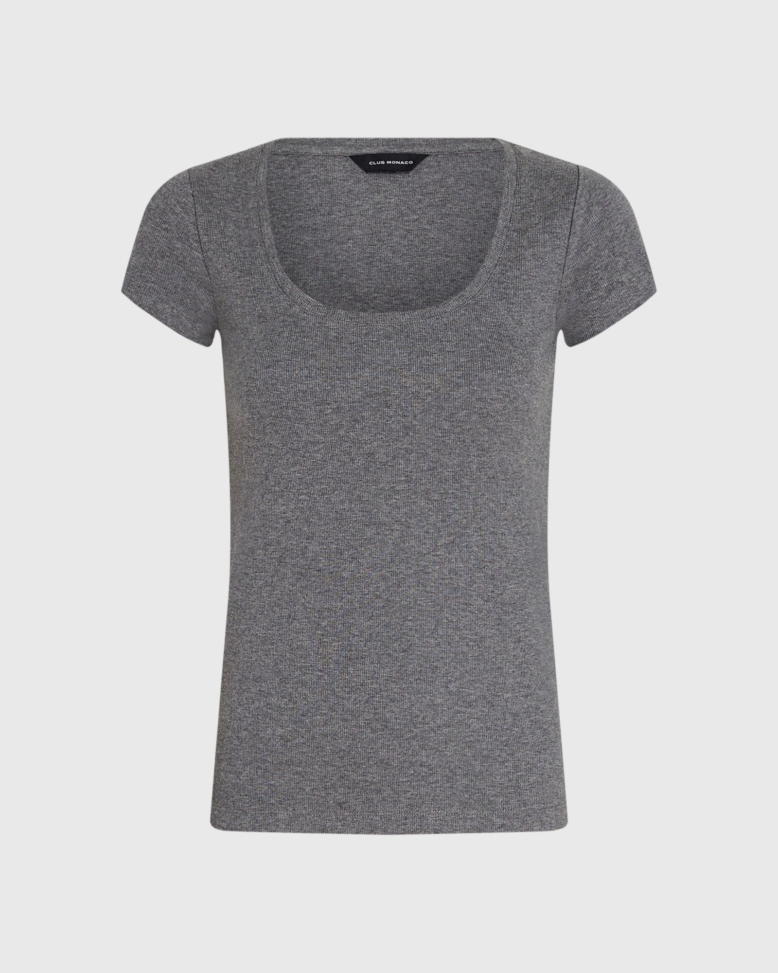CLUB MONACO - Bowee Scoop Neck Tee - Medium Heather Grey