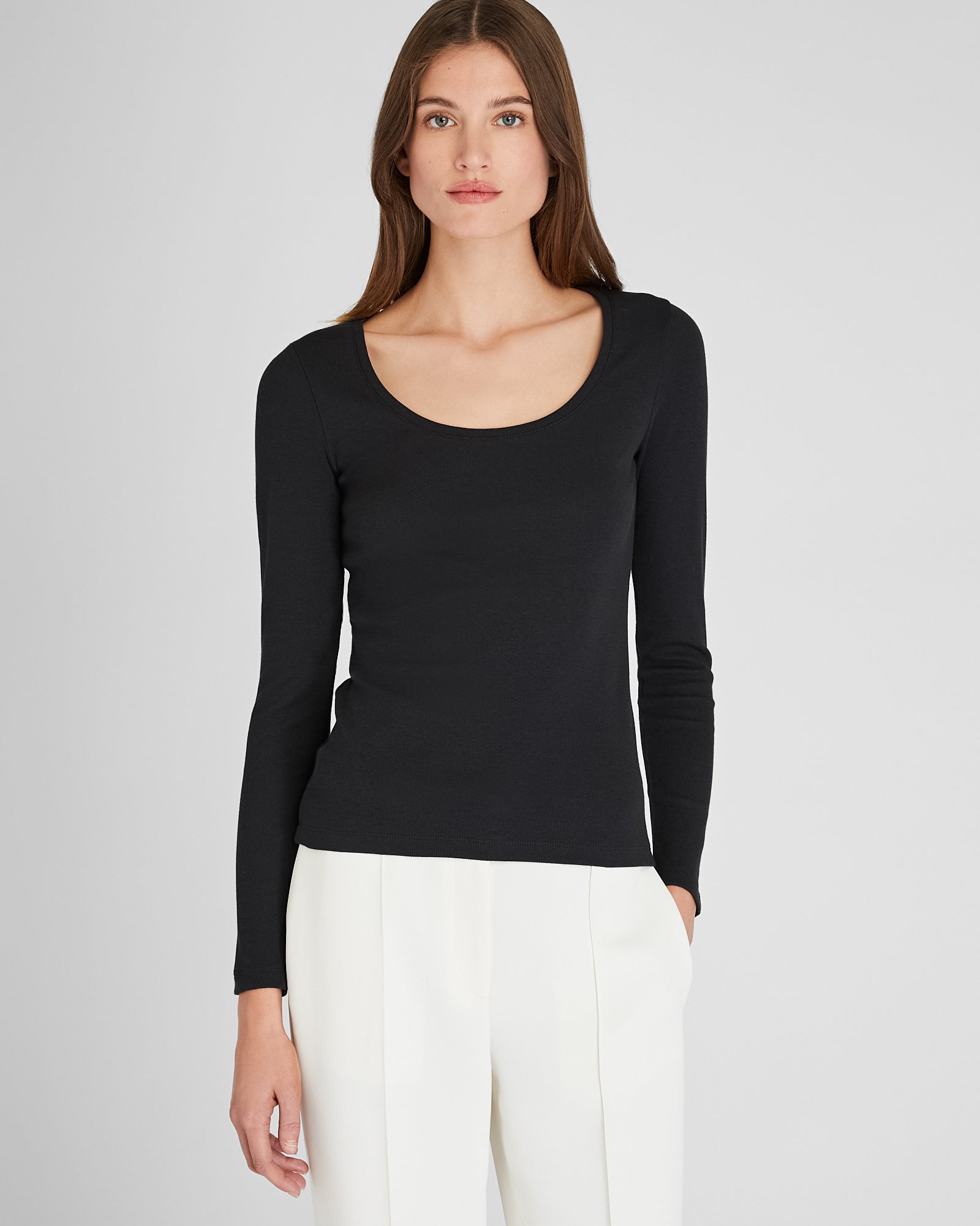 CLUB MONACO - Bowee Long-Sleeve Scoop Neck Tee - Black
