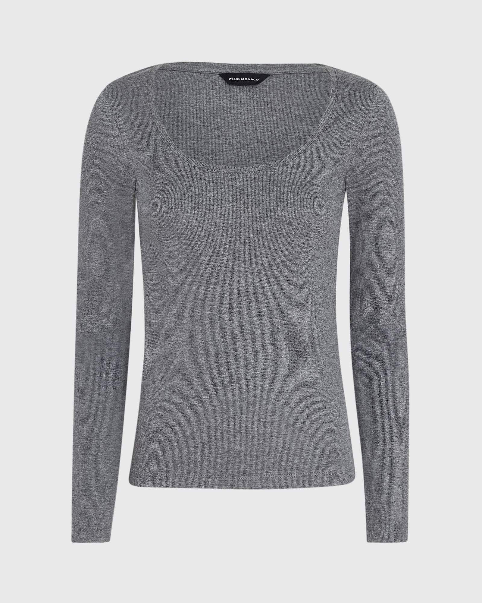 CLUB MONACO - Bowee Long-Sleeve Scoop Neck Tee - Medium Heather Grey