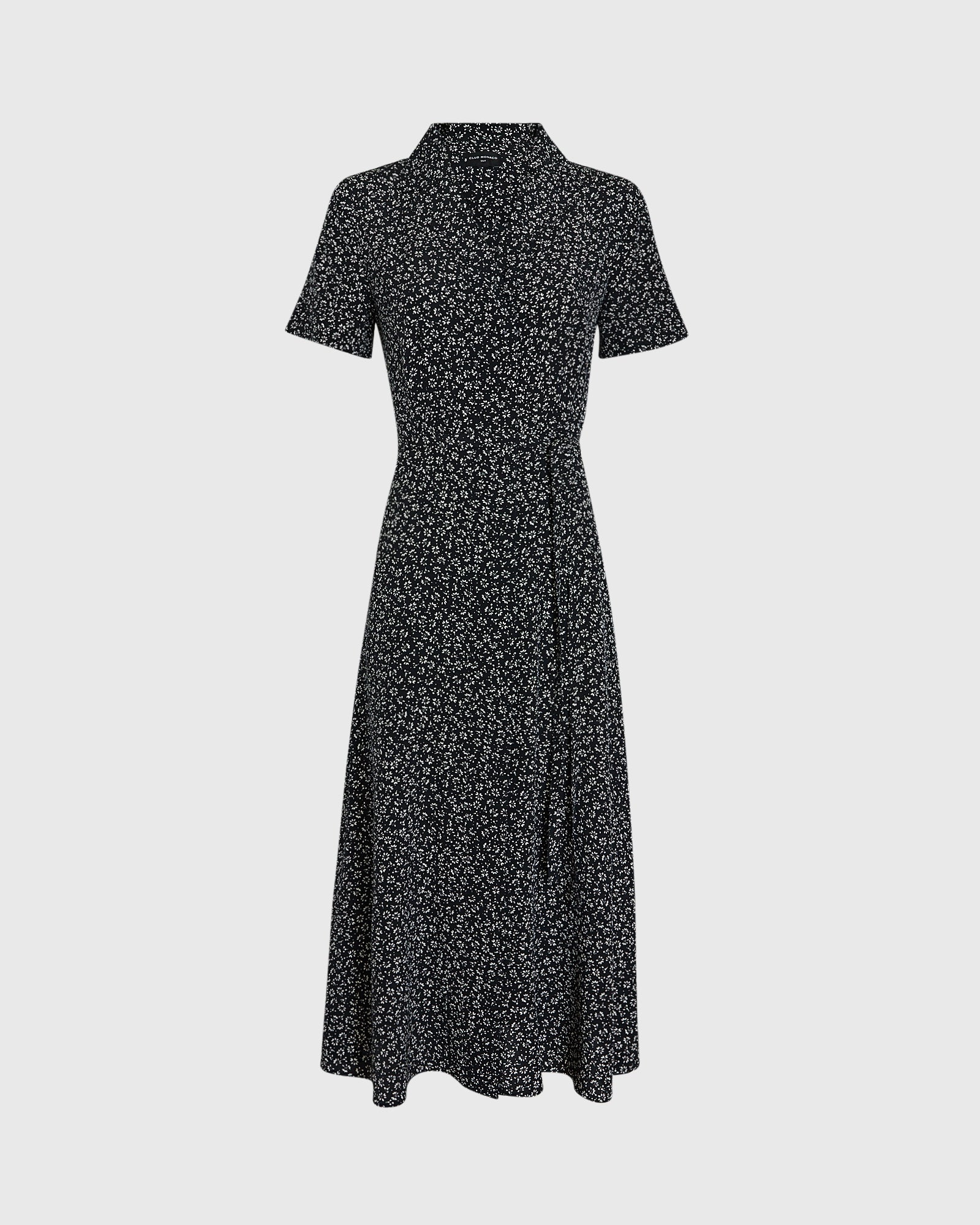 CLUB MONACO - Robe chemise mi-longue en soie avec ceinture - Noir