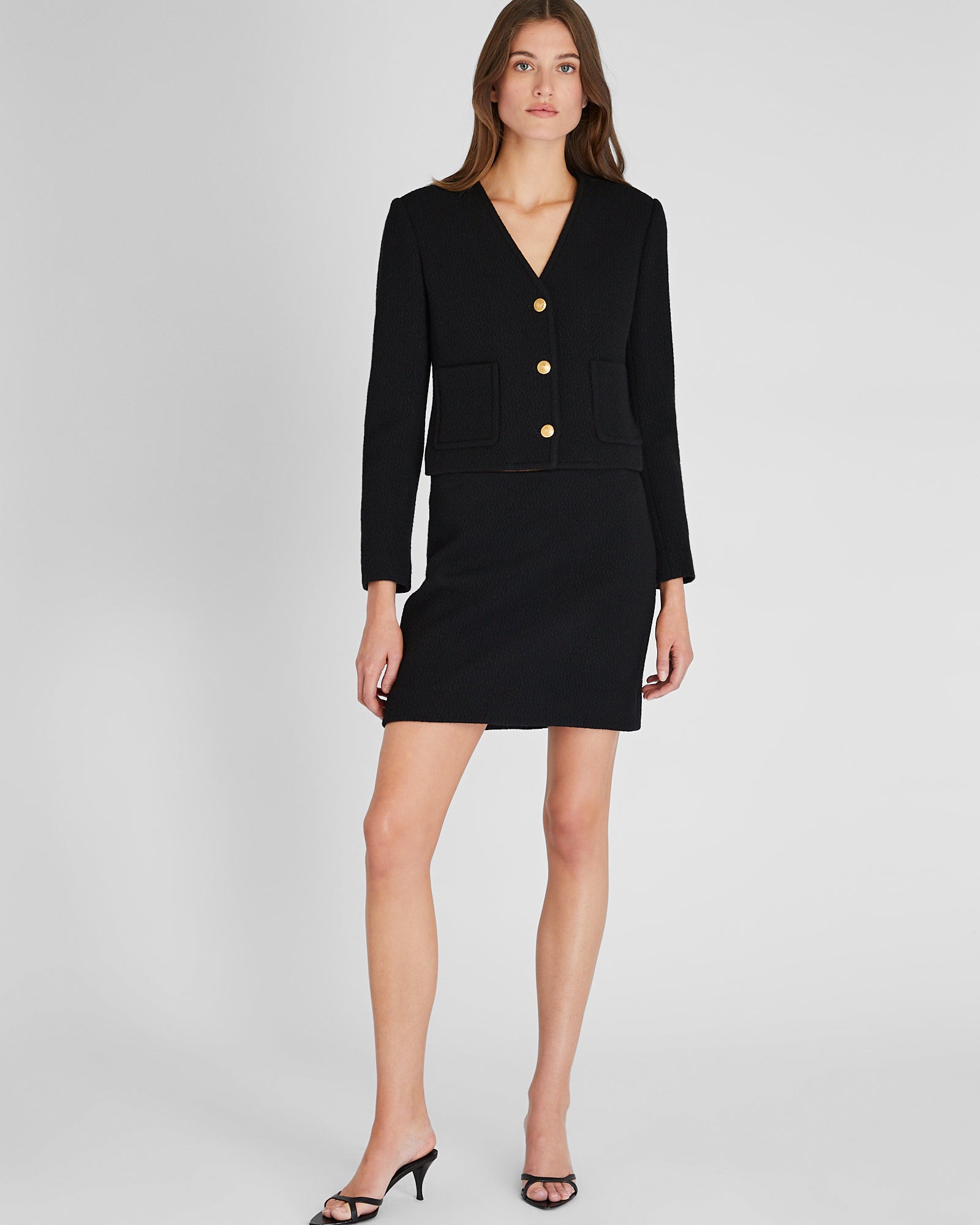CLUB MONACO - Mini-jupe en tweed - Noir