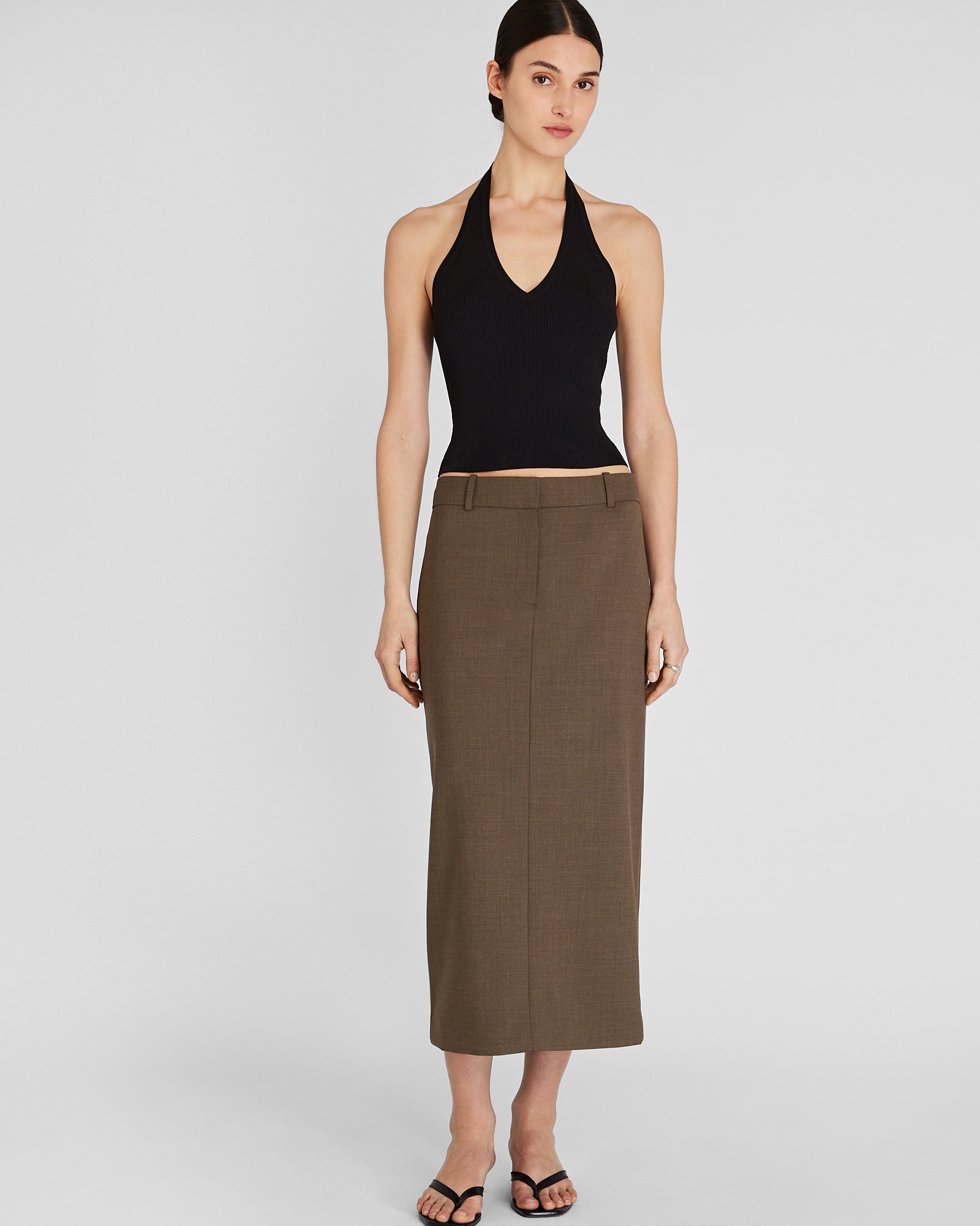 CLUB MONACO - Borrem Column Maxi Skirt - Medium Olive