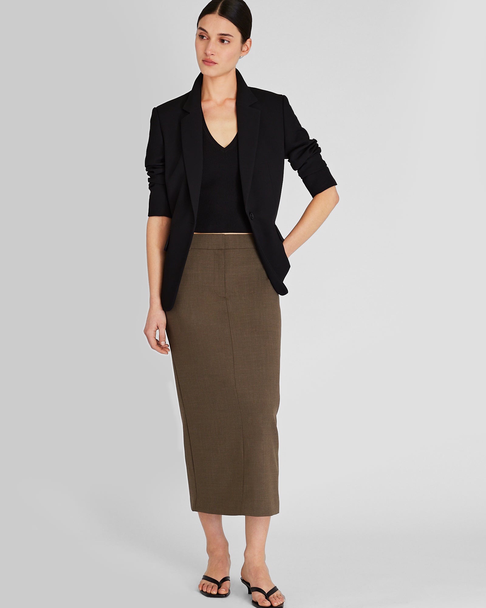 CLUB MONACO - Borrem Column Maxi Skirt - Medium Olive