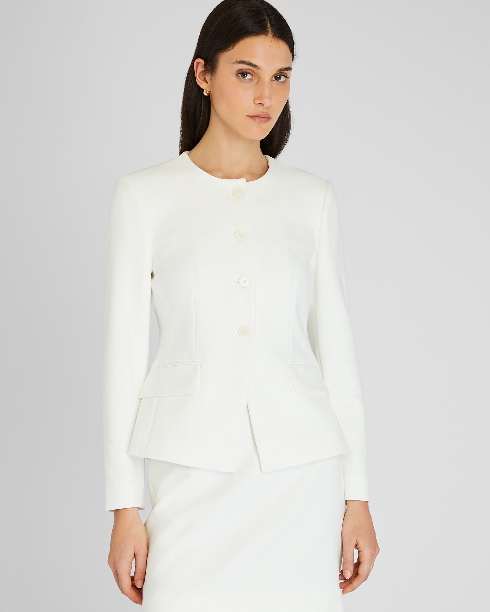 CLUB MONACO - Crewneck Cutaway Blazer - White