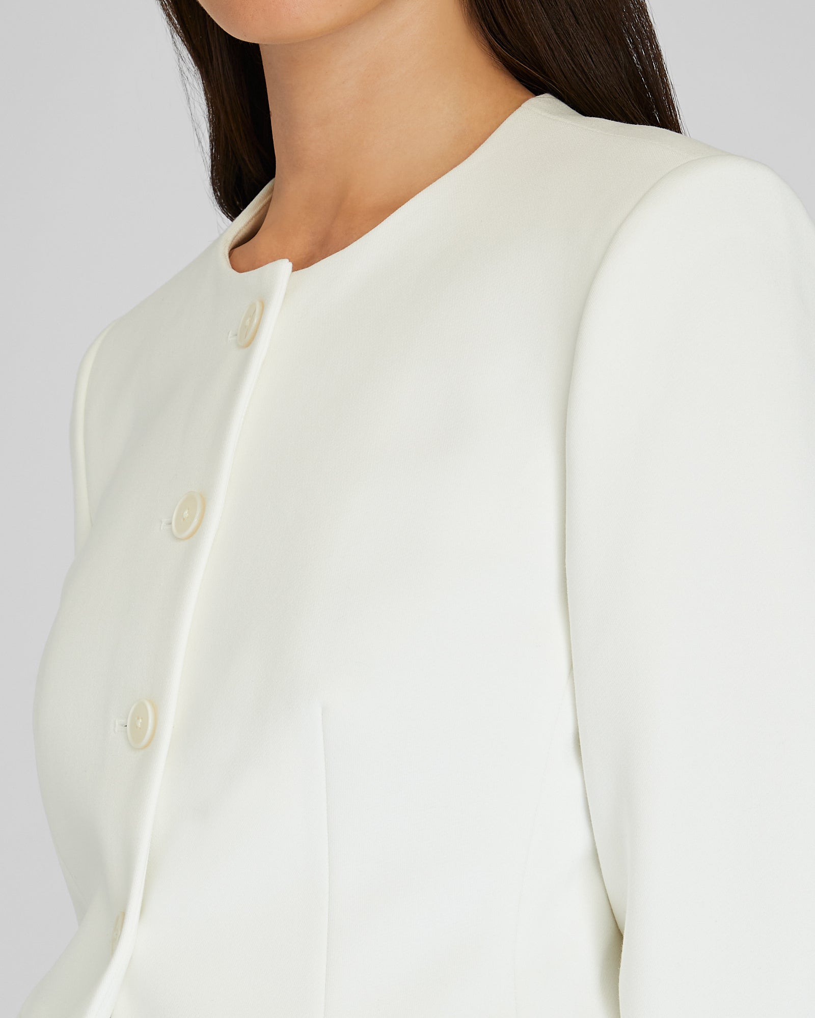 CLUB MONACO - Crewneck Cutaway Blazer - White