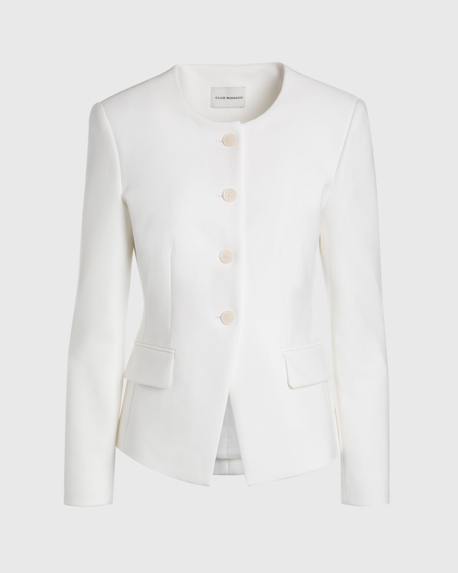 CLUB MONACO - Crewneck Cutaway Blazer - White