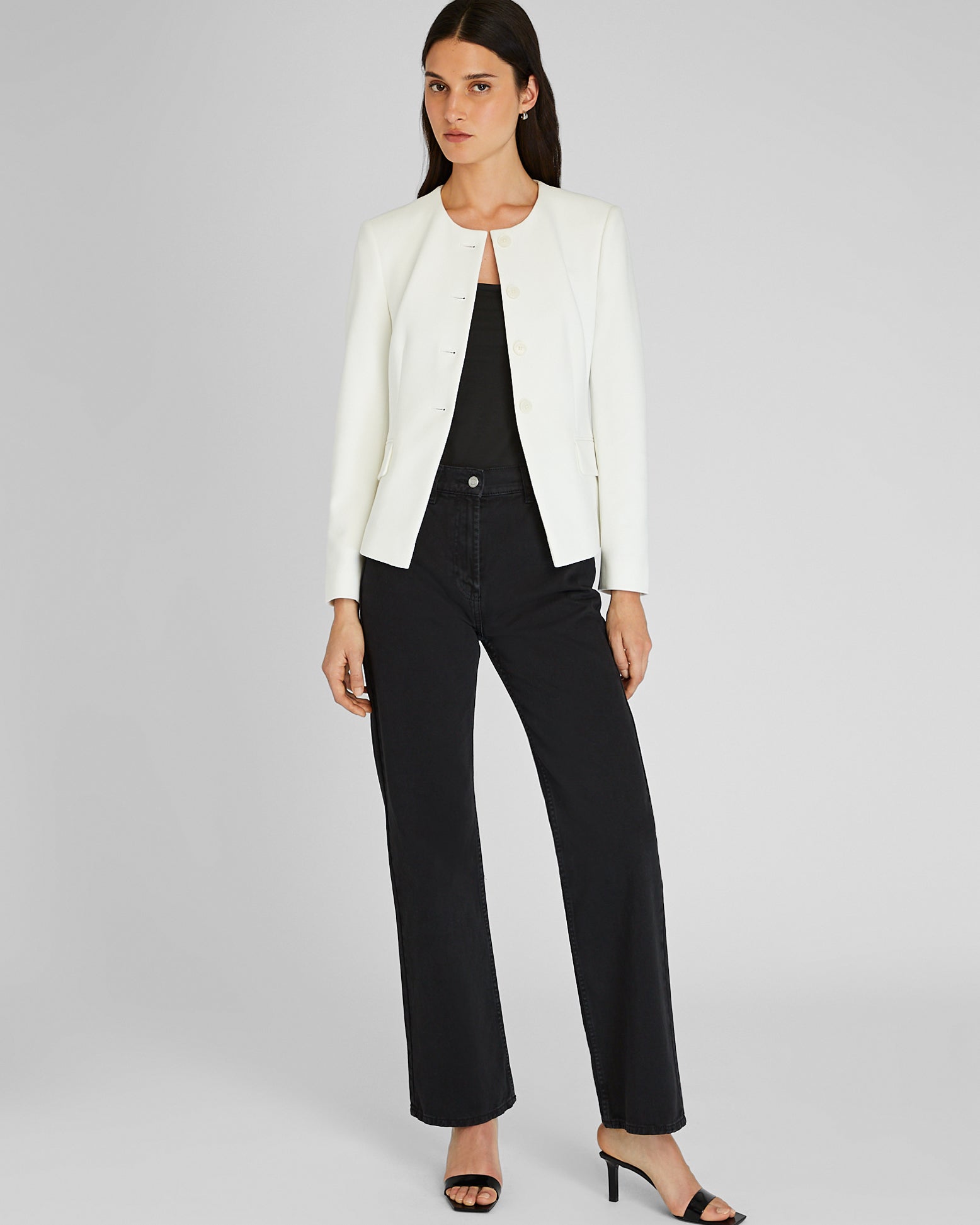 CLUB MONACO - Crewneck Cutaway Blazer - White
