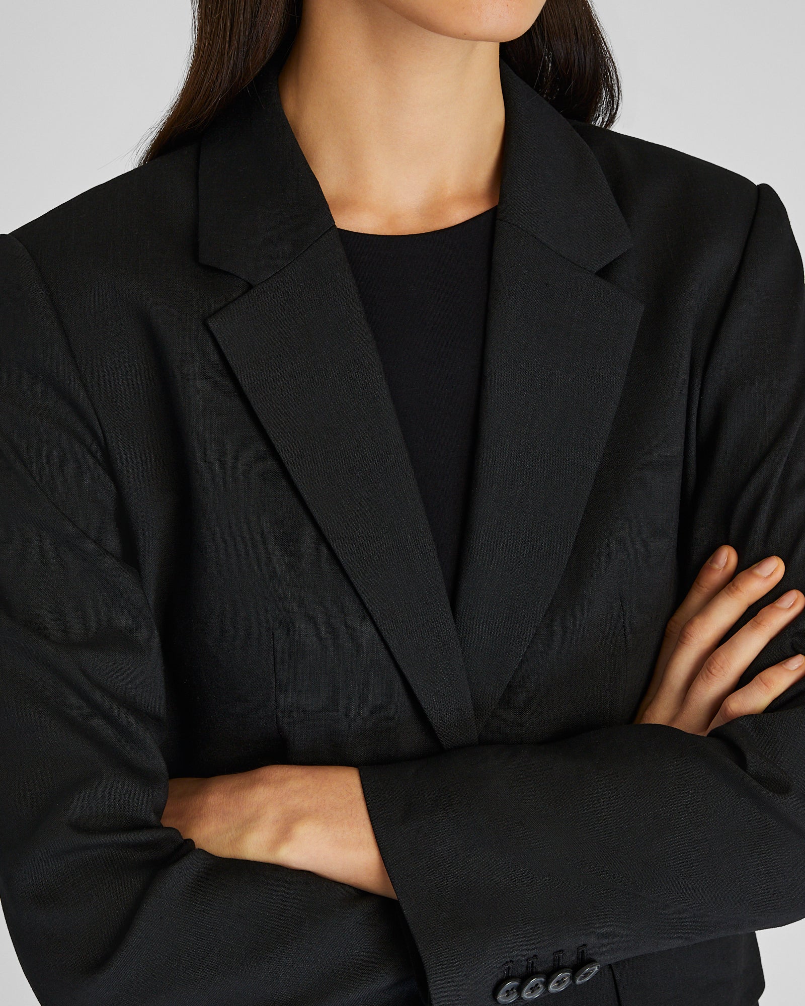 CLUB MONACO - Blazer décontracté en lin à simple boutonnage - Noir