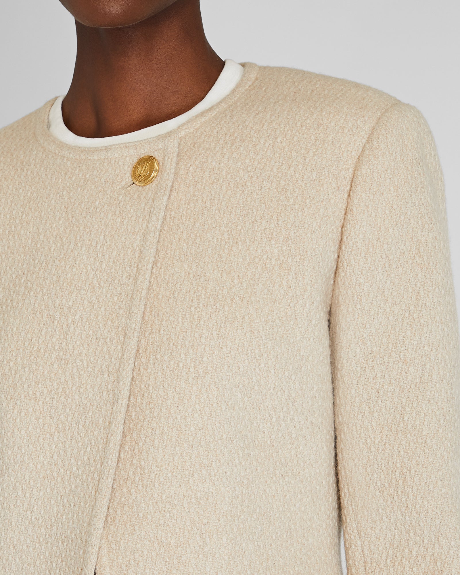 CLUB MONACO - Wrap-Front Tweed Jacket - Light Beige