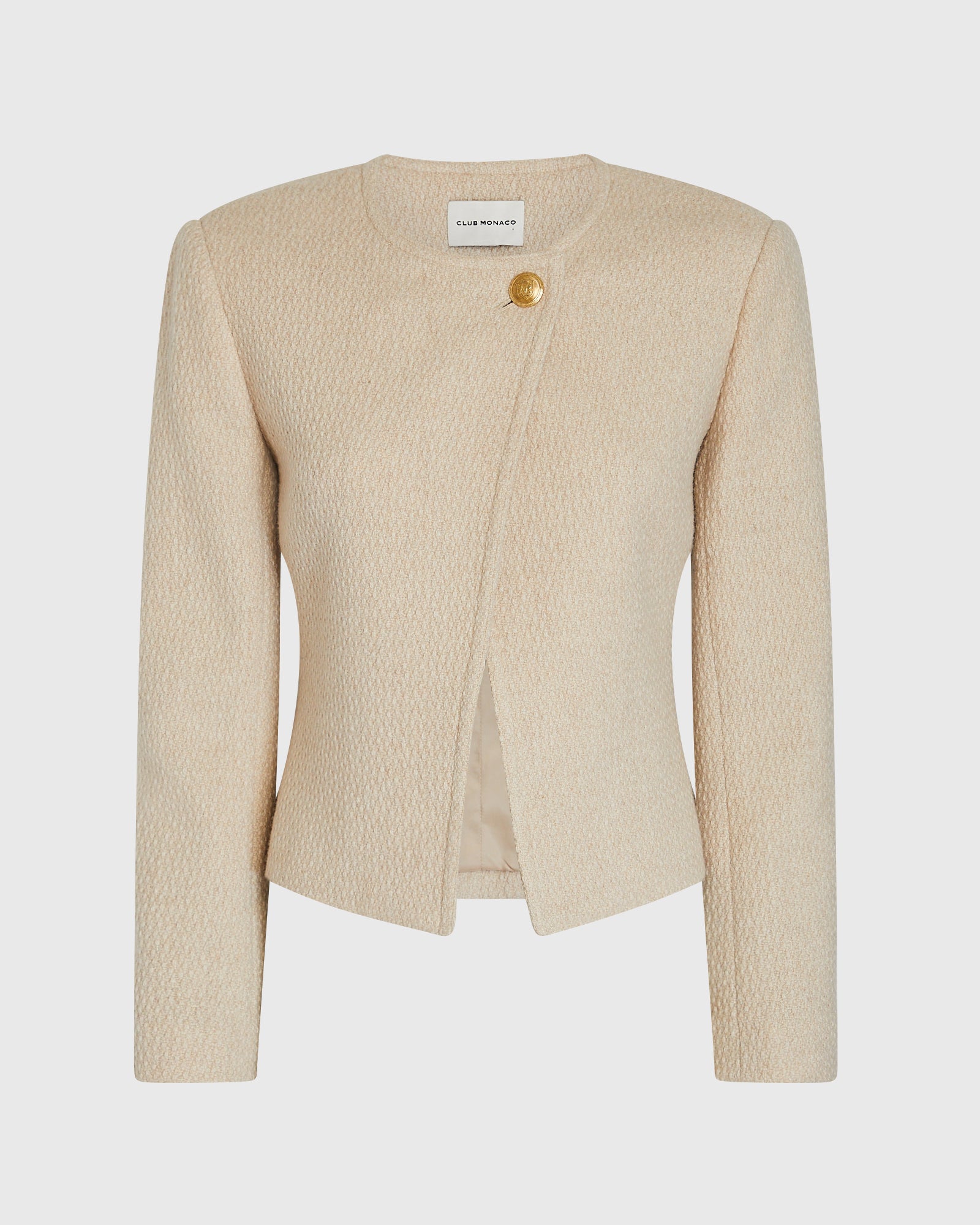 CLUB MONACO - Wrap-Front Tweed Jacket - Light Beige