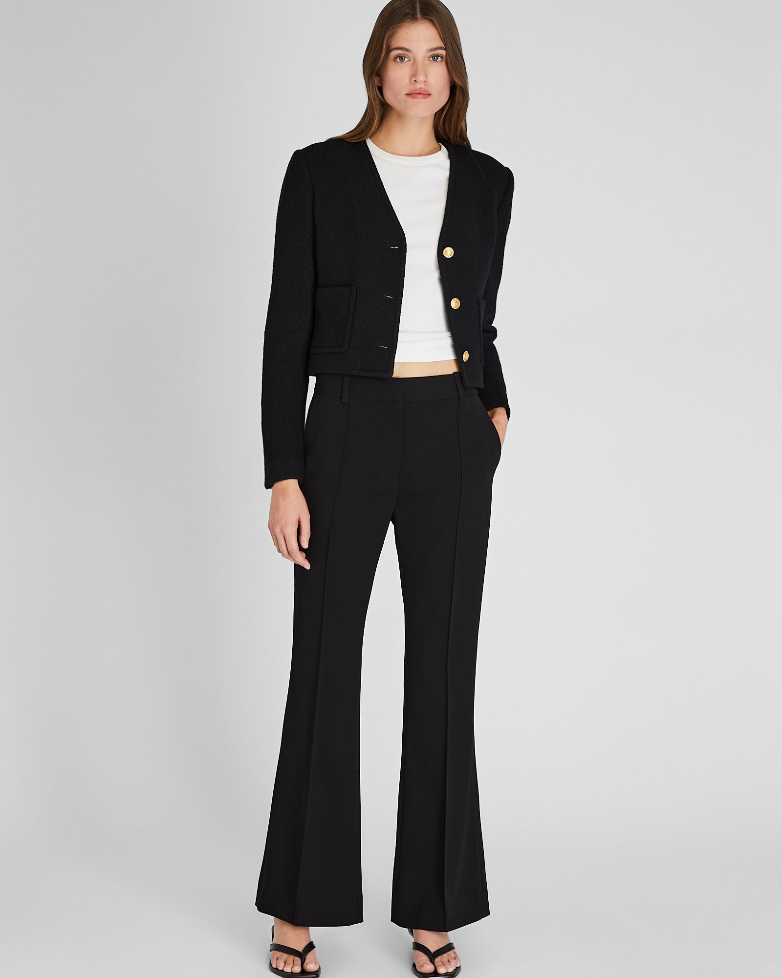 CLUB MONACO - Pantalon évasé taille haute - Noir