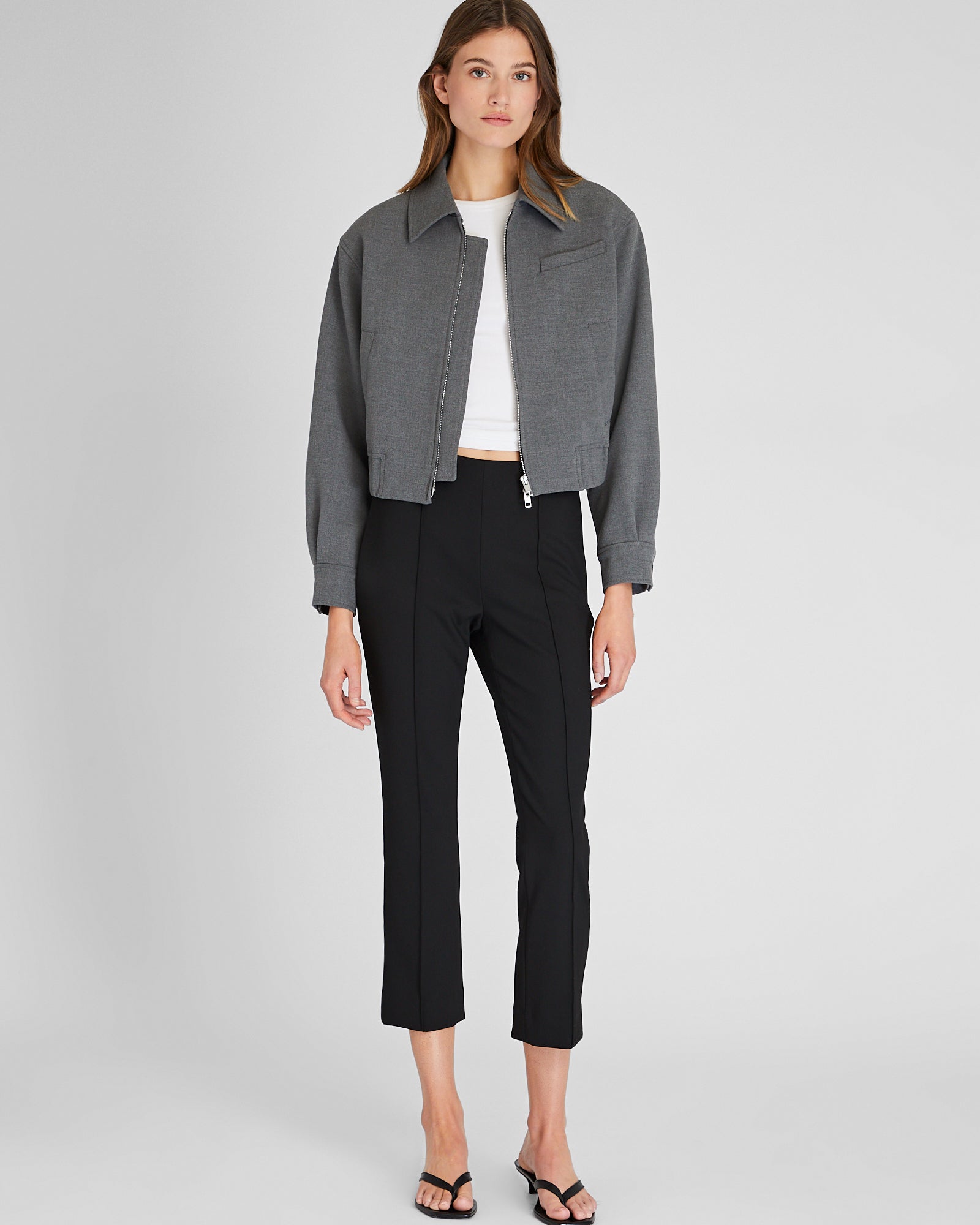 CLUB MONACO - Cropped Compact Stretch Pant - Black