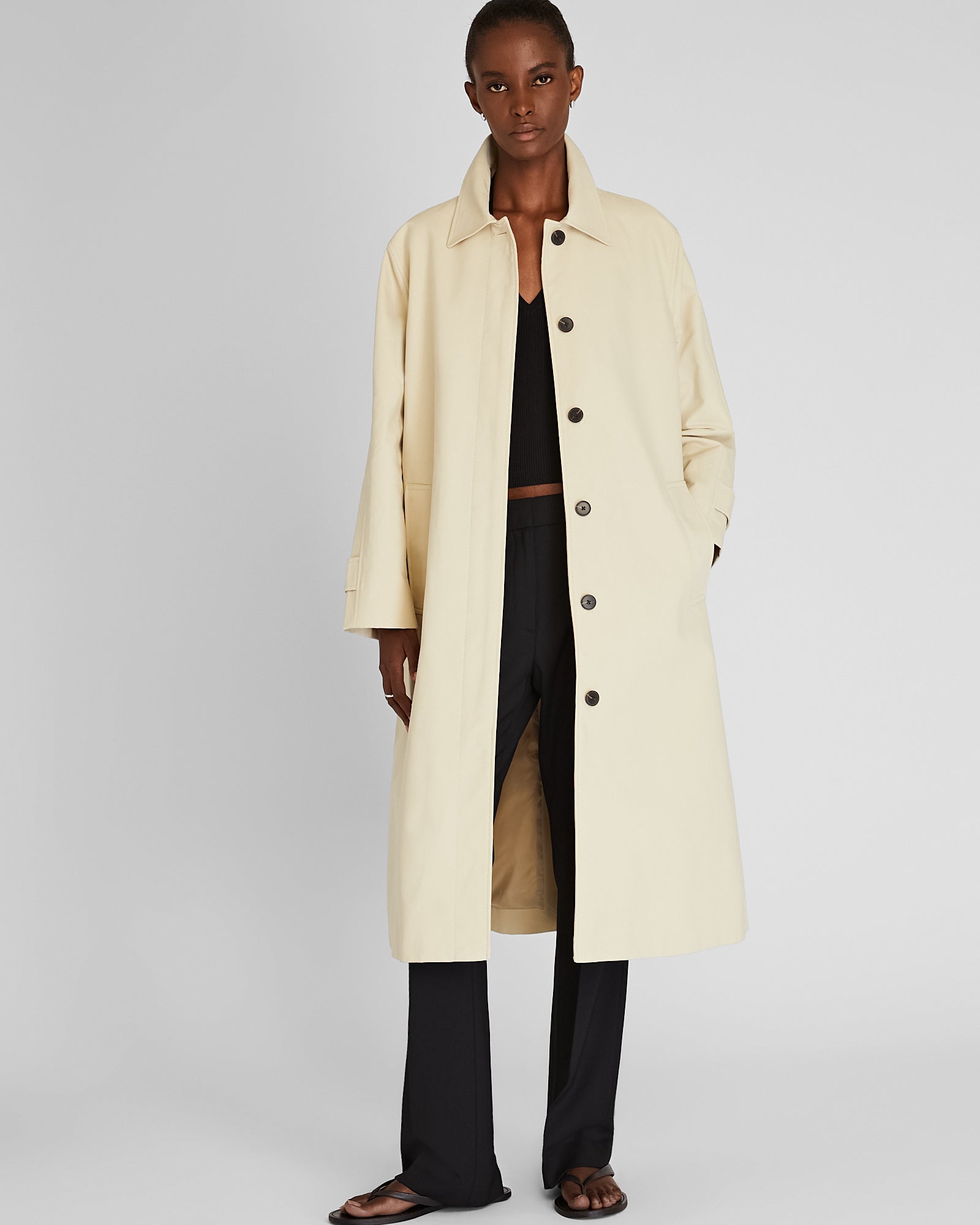 CLUB MONACO - Manteau Mac en gabardine - Pierre Kaki