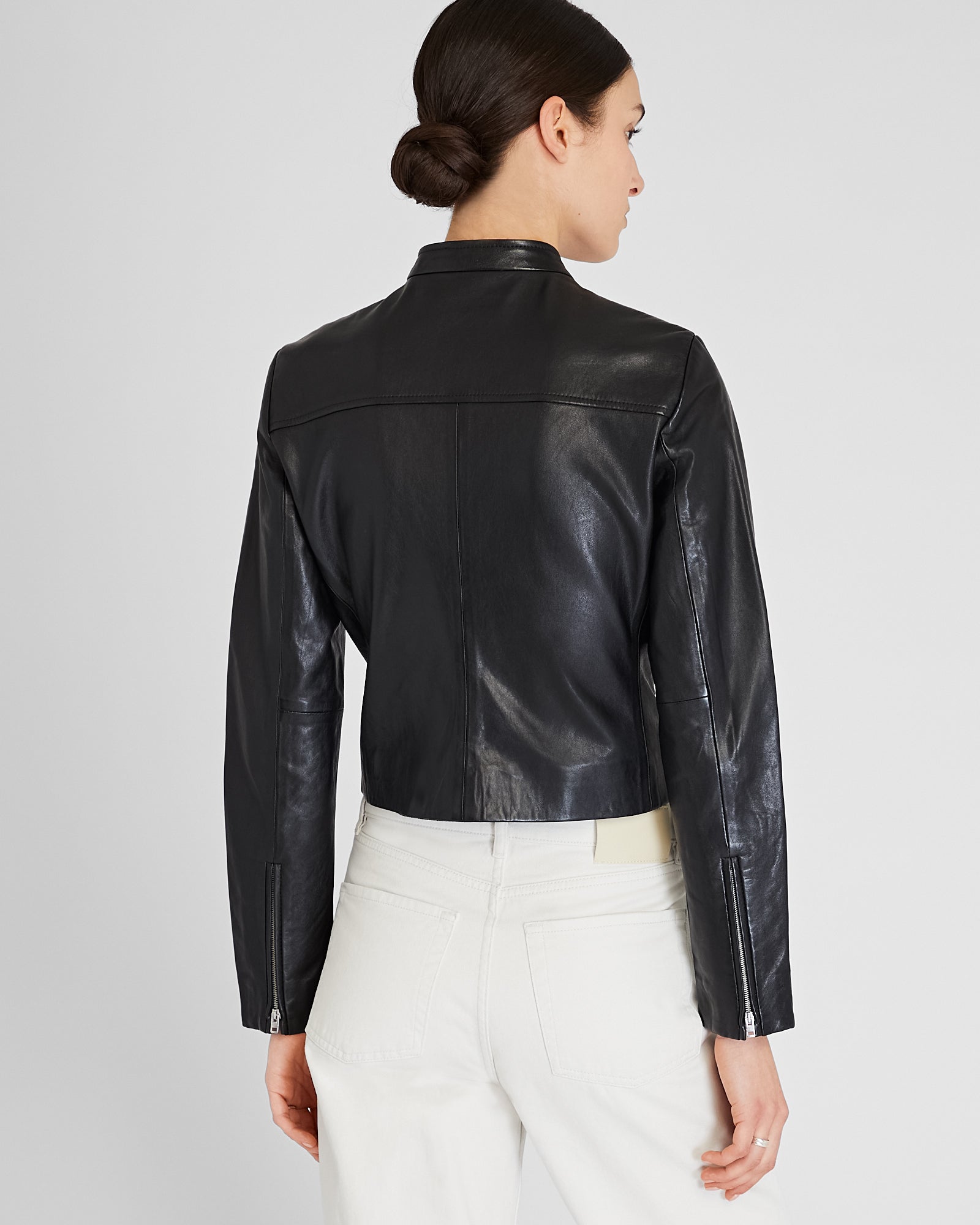 CLUB MONACO - Leather Racer Jacket - Noir