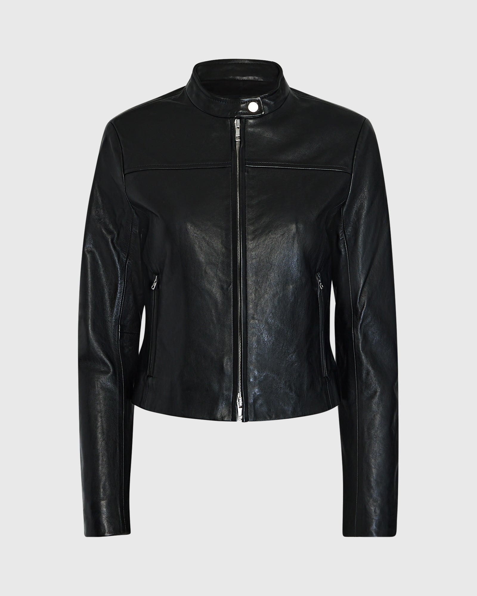 CLUB MONACO - Leather Racer Jacket - Noir