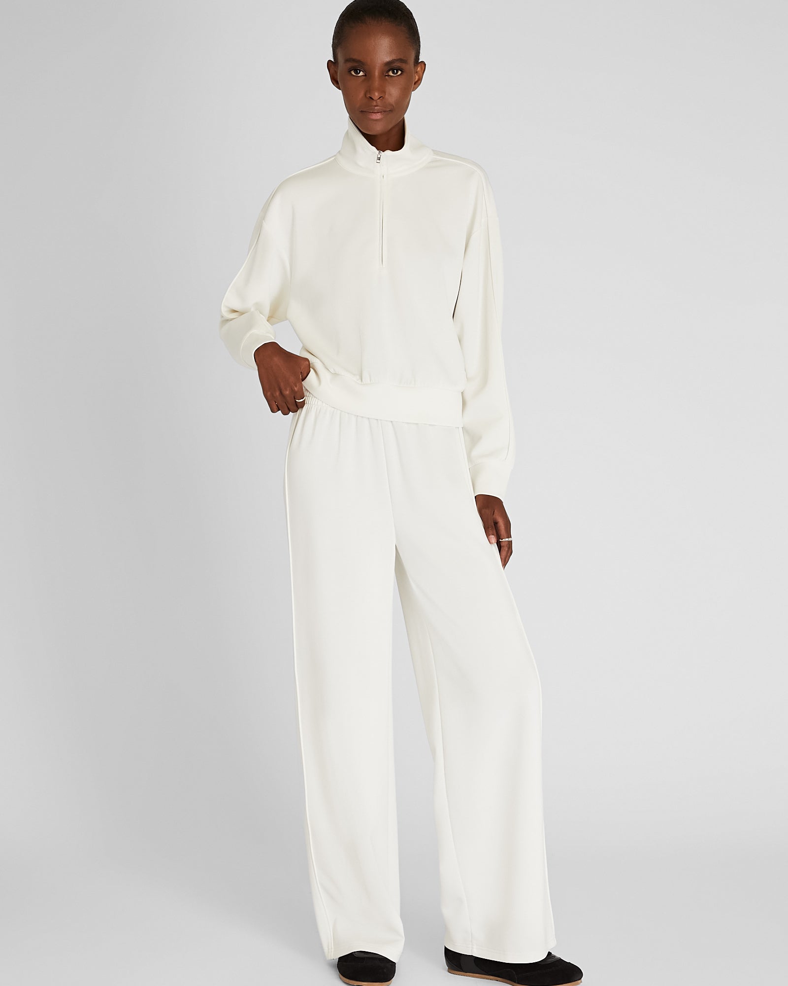 CLUB MONACO - Pantalon de plongée à jambes larges lavé au sable - Crème