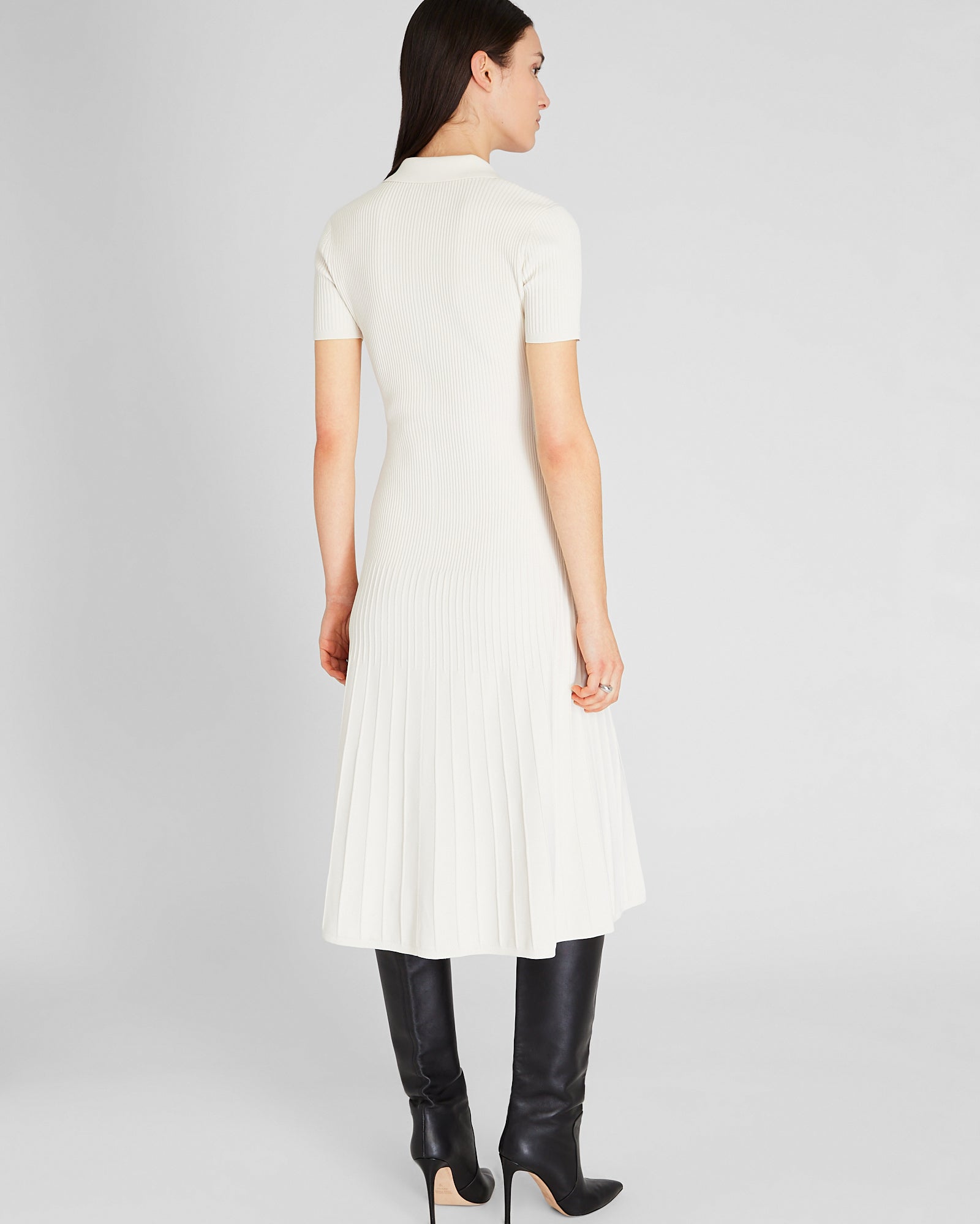 CLUB MONACO - Robe mi-longue à col Johnny - Blanc Cassé
