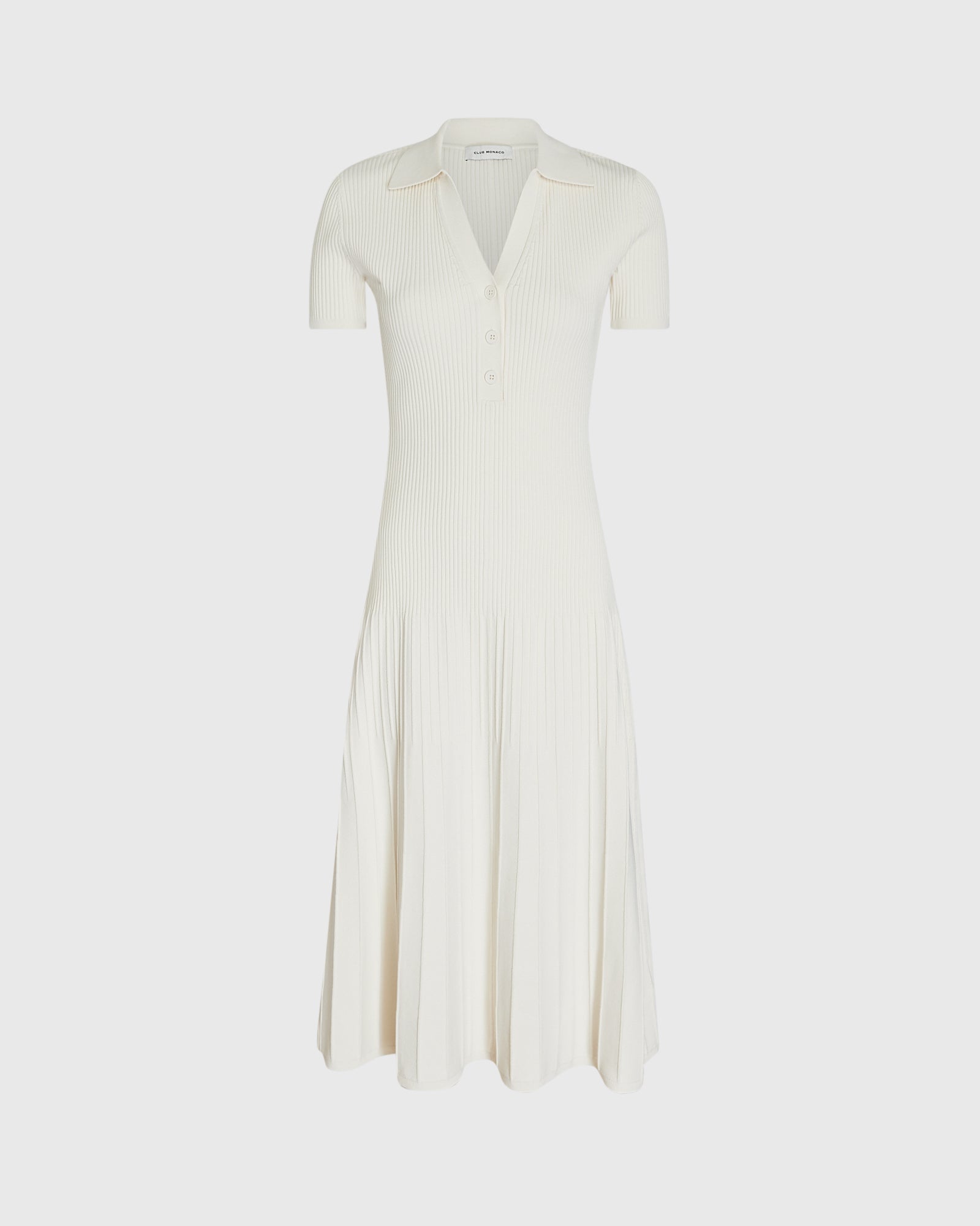 CLUB MONACO - Robe mi-longue à col Johnny - Blanc Cassé