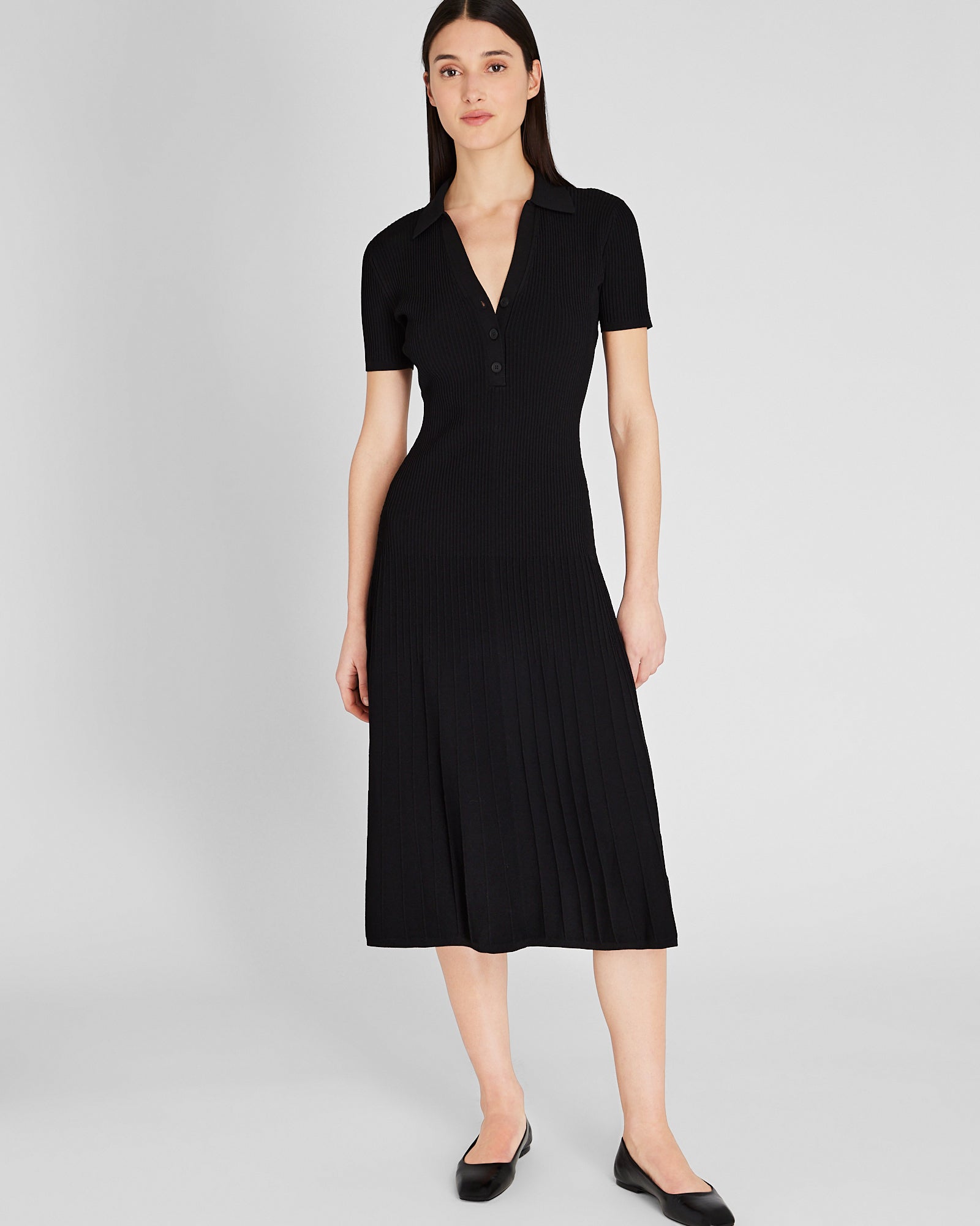 CLUB MONACO - Robe mi-longue à col Johnny - Noir