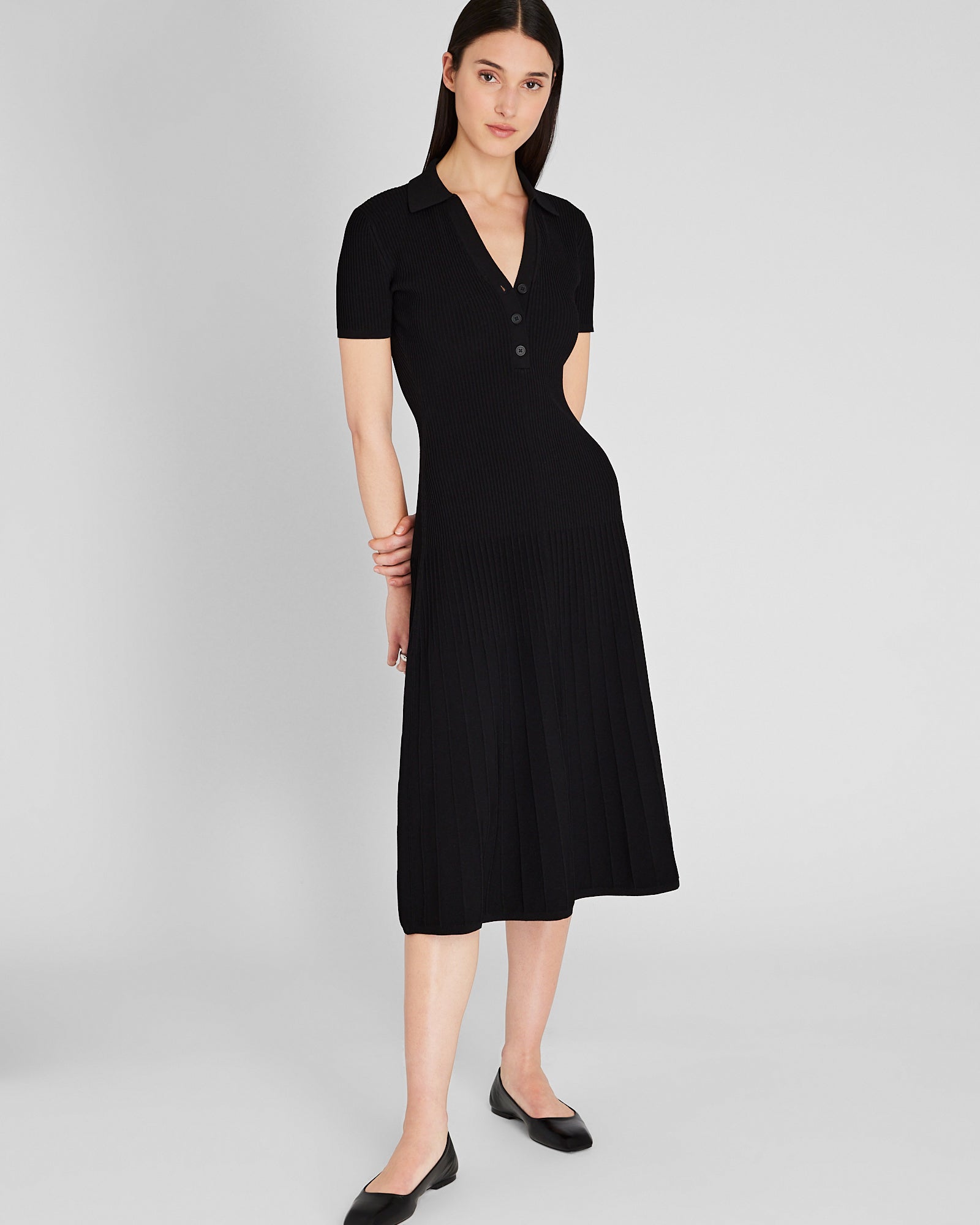 CLUB MONACO - Robe mi-longue à col Johnny - Noir