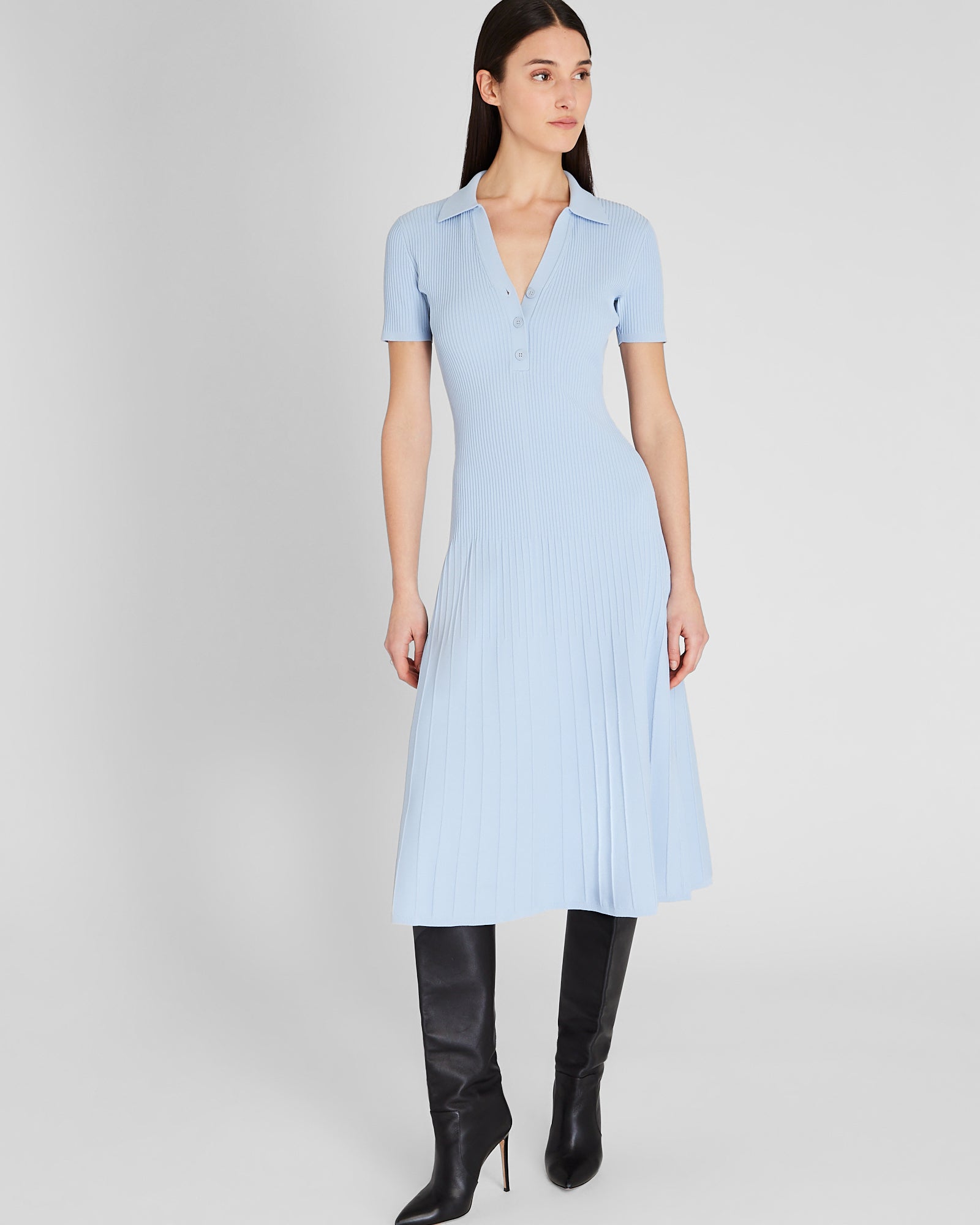 CLUB MONACO - Johnny Collar Midi Dress - Sky Light