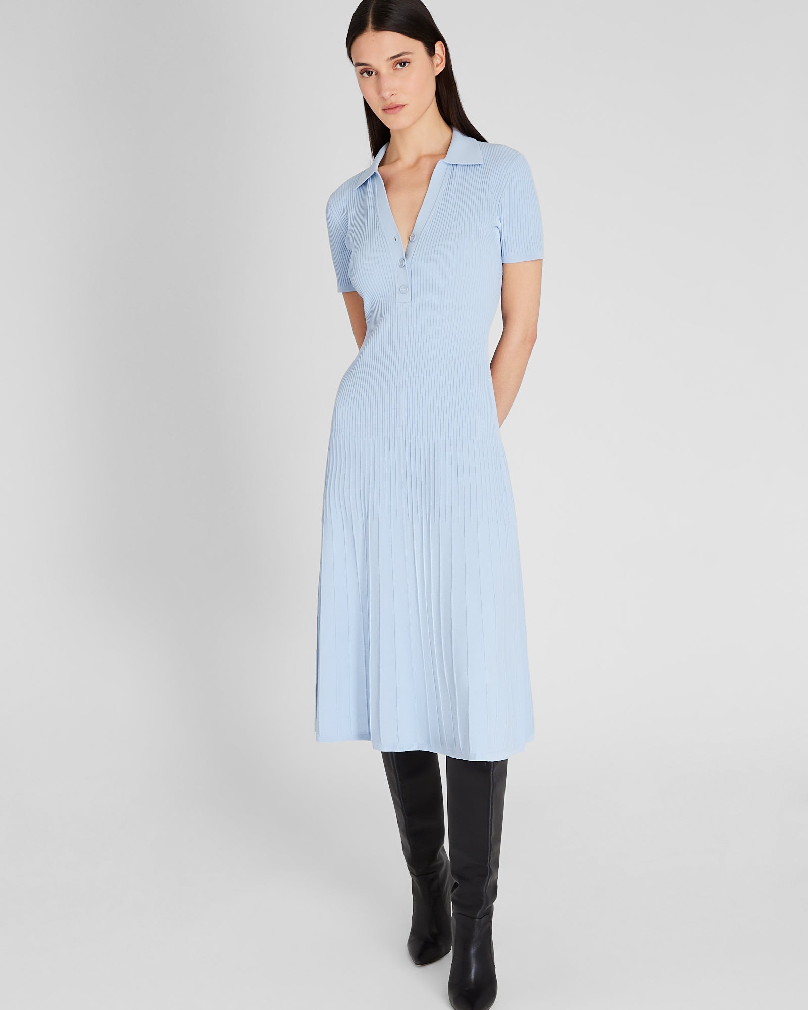 CLUB MONACO - Johnny Collar Midi Dress - Sky Light
