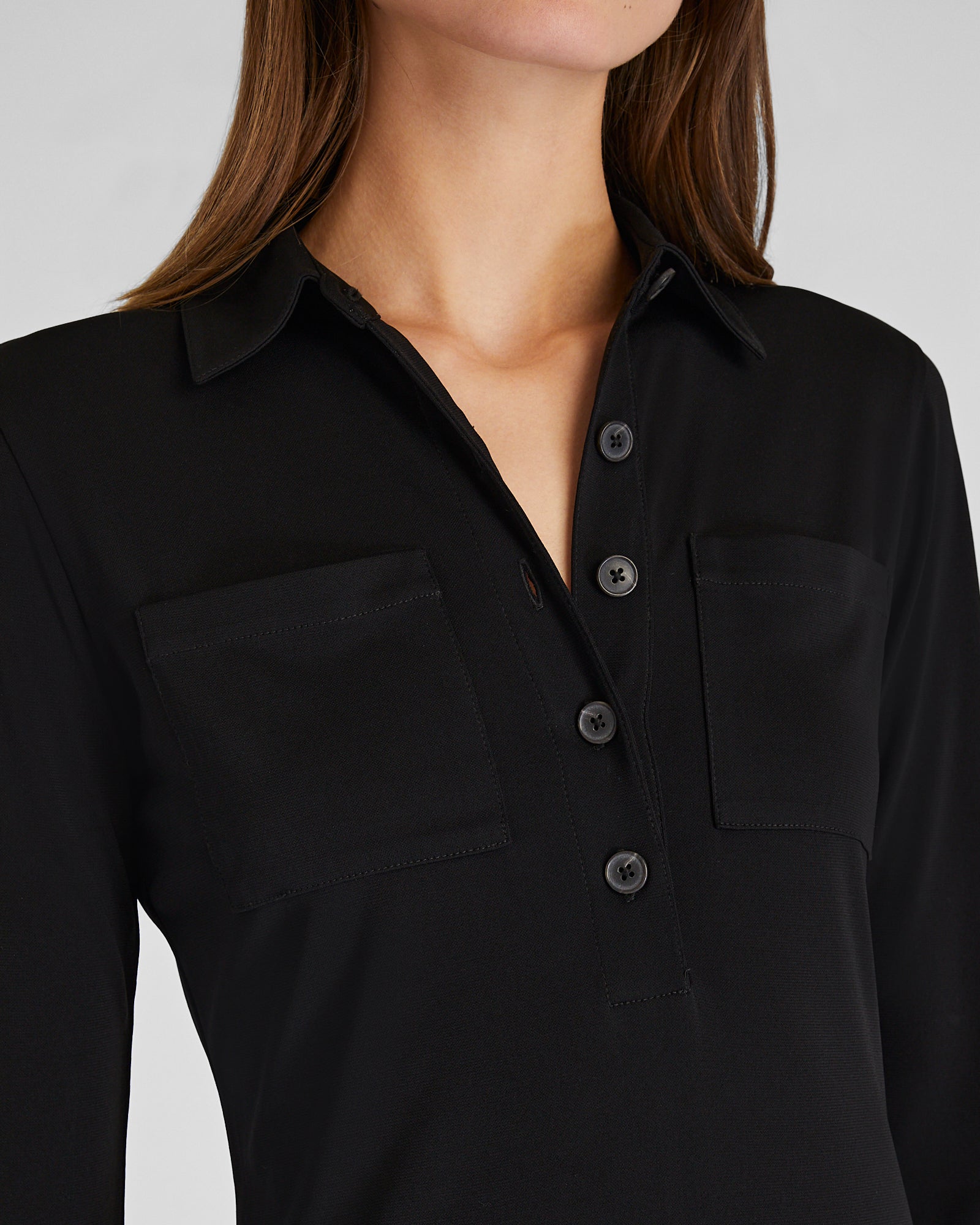CLUB MONACO - Polo Collar Knit Maxi Dress - Black