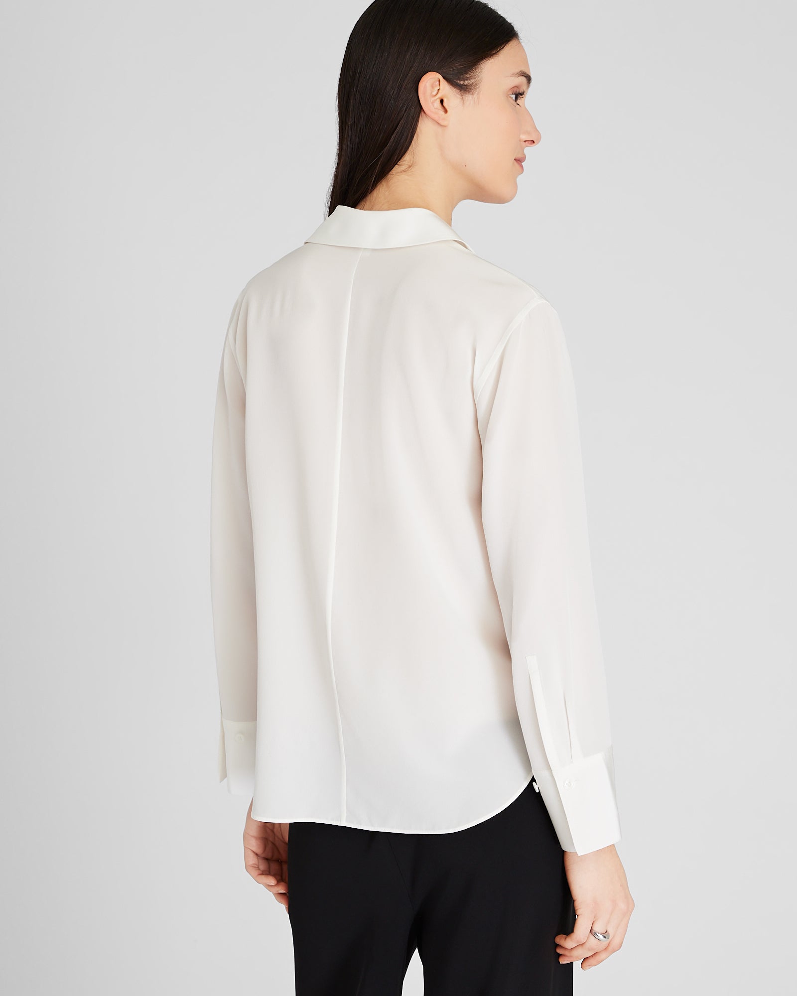 CLUB MONACO - Chemisier en soie à col - Blanc Cassé