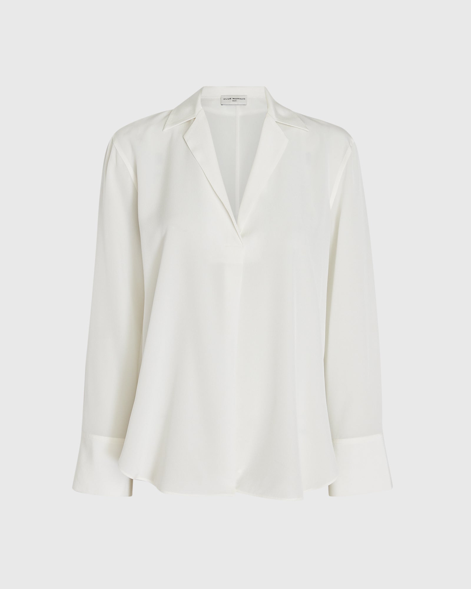 CLUB MONACO - Chemisier en soie à col - Blanc Cassé