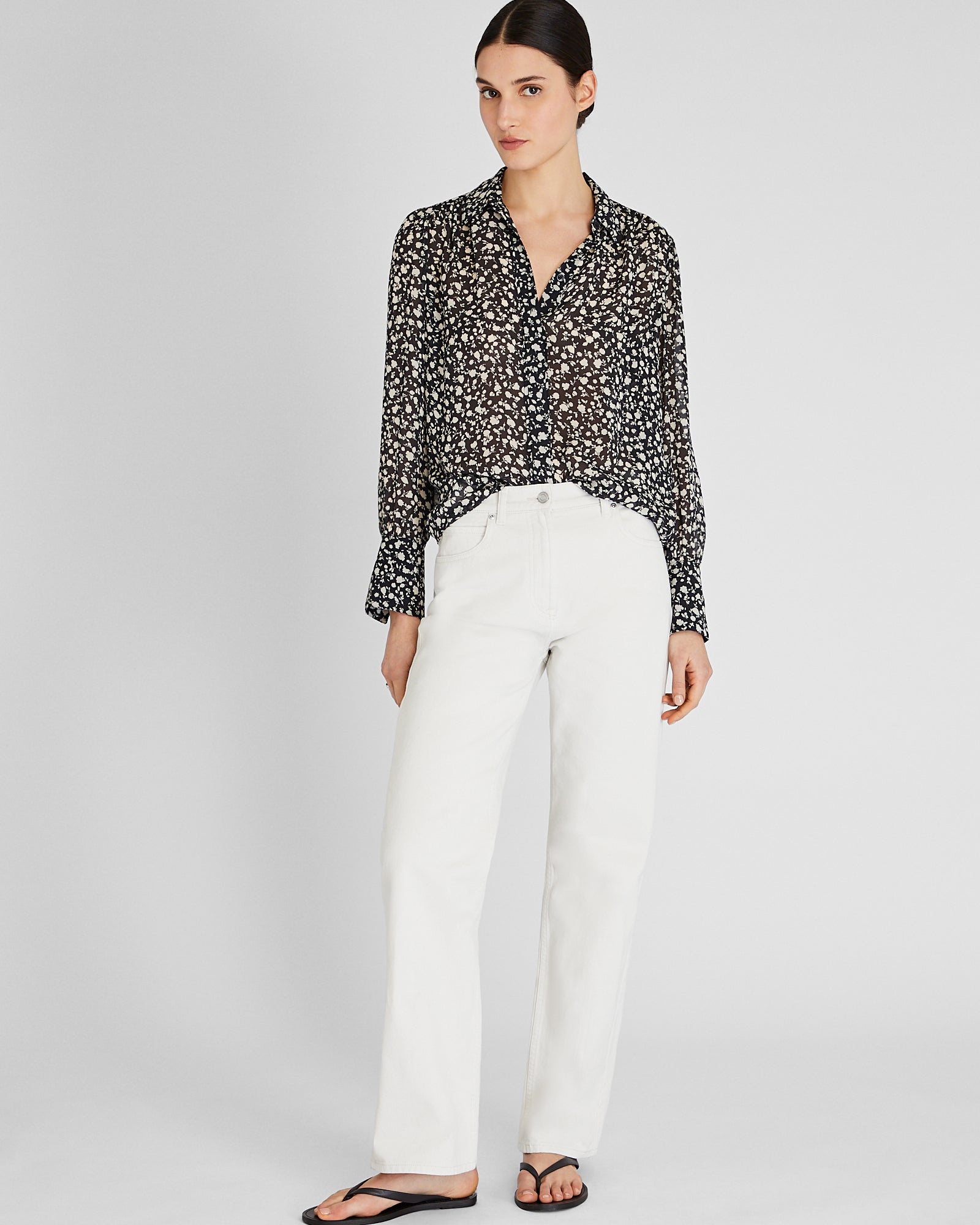 CLUB MONACO - Shirred Shoulder Blouse - Black