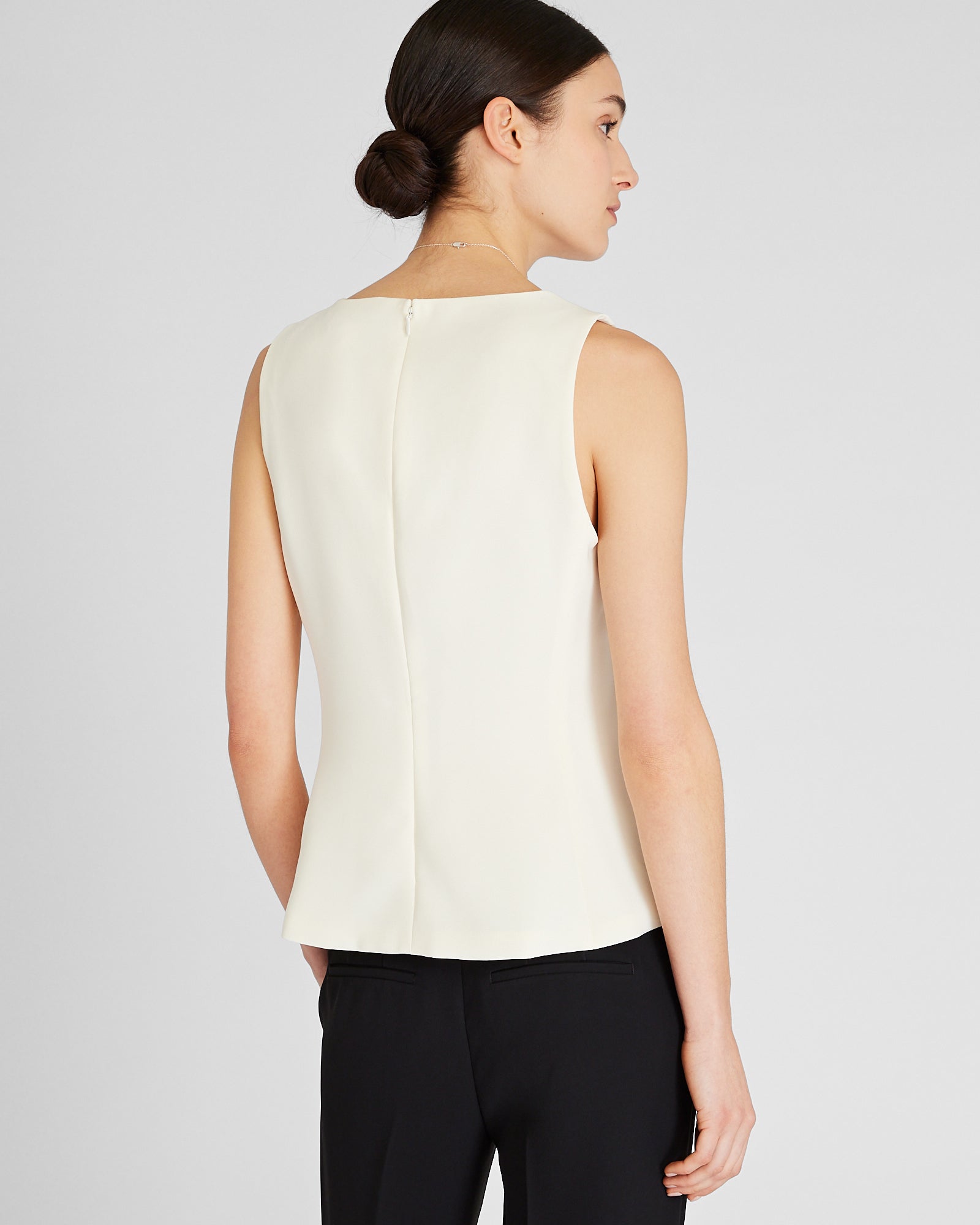 CLUB MONACO - Split Crewneck Crepe Top - Ecru