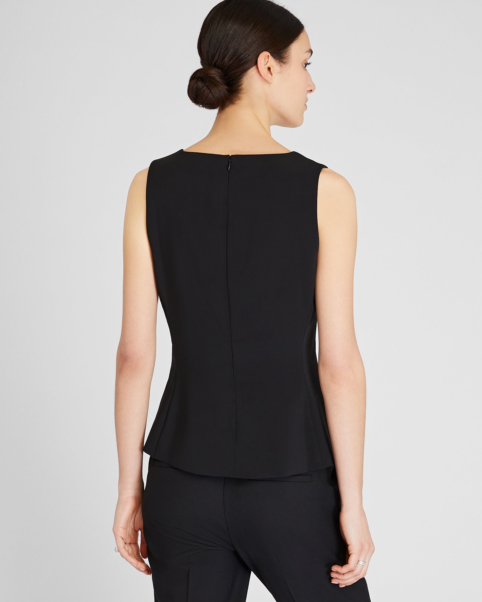 CLUB MONACO - Split Crewneck Crepe Top - Black