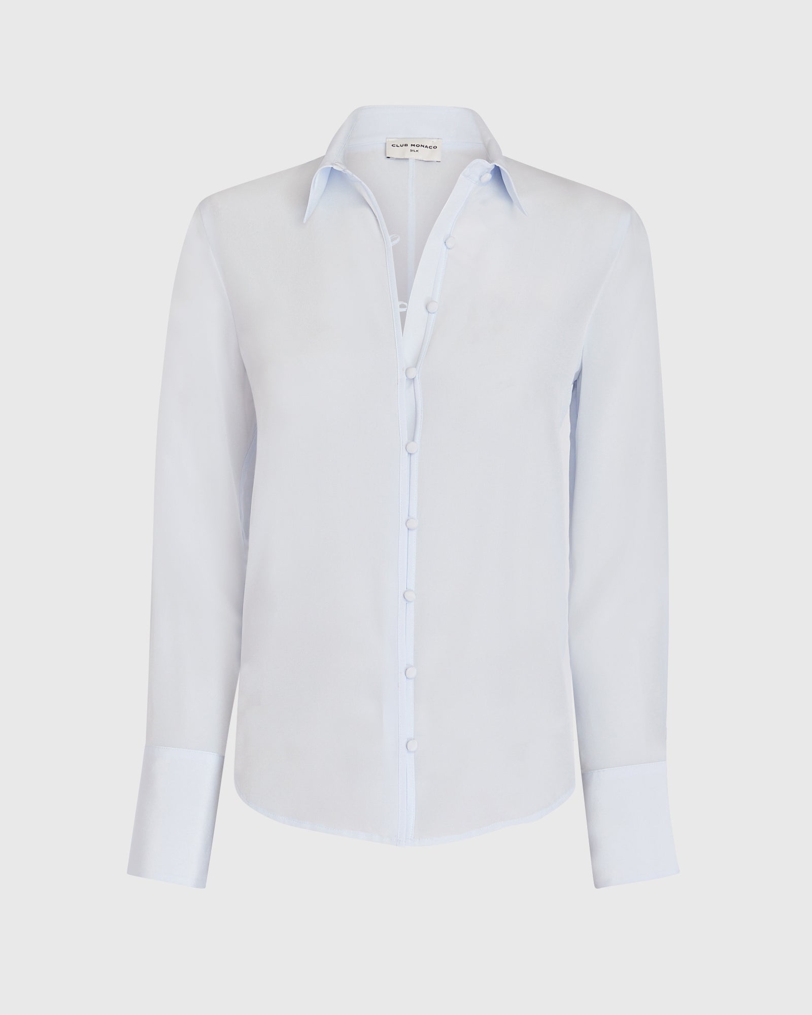 CLUB MONACO - Silk Covered-Button Blouse - Lumière du ciel
