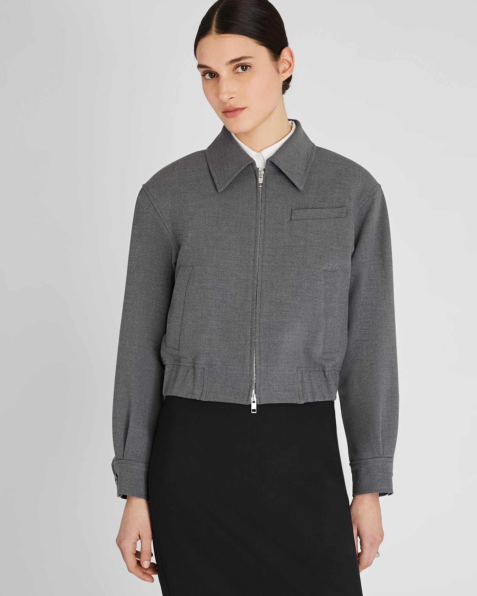 CLUB MONACO - Veste à fermeture éclair sur le devant - Gris foncé