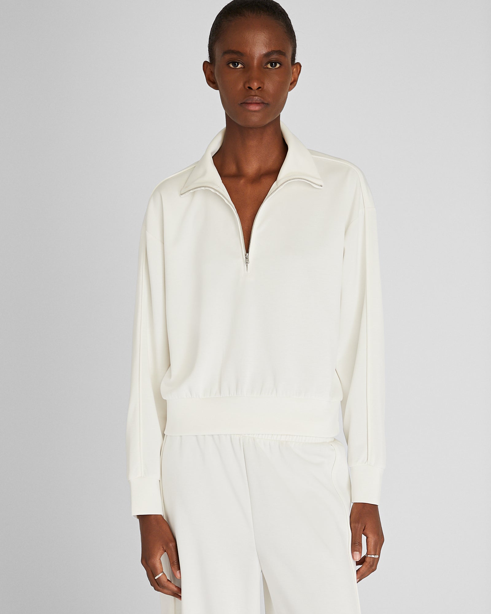 CLUB MONACO - Pull demi-zip Scuba - Crème