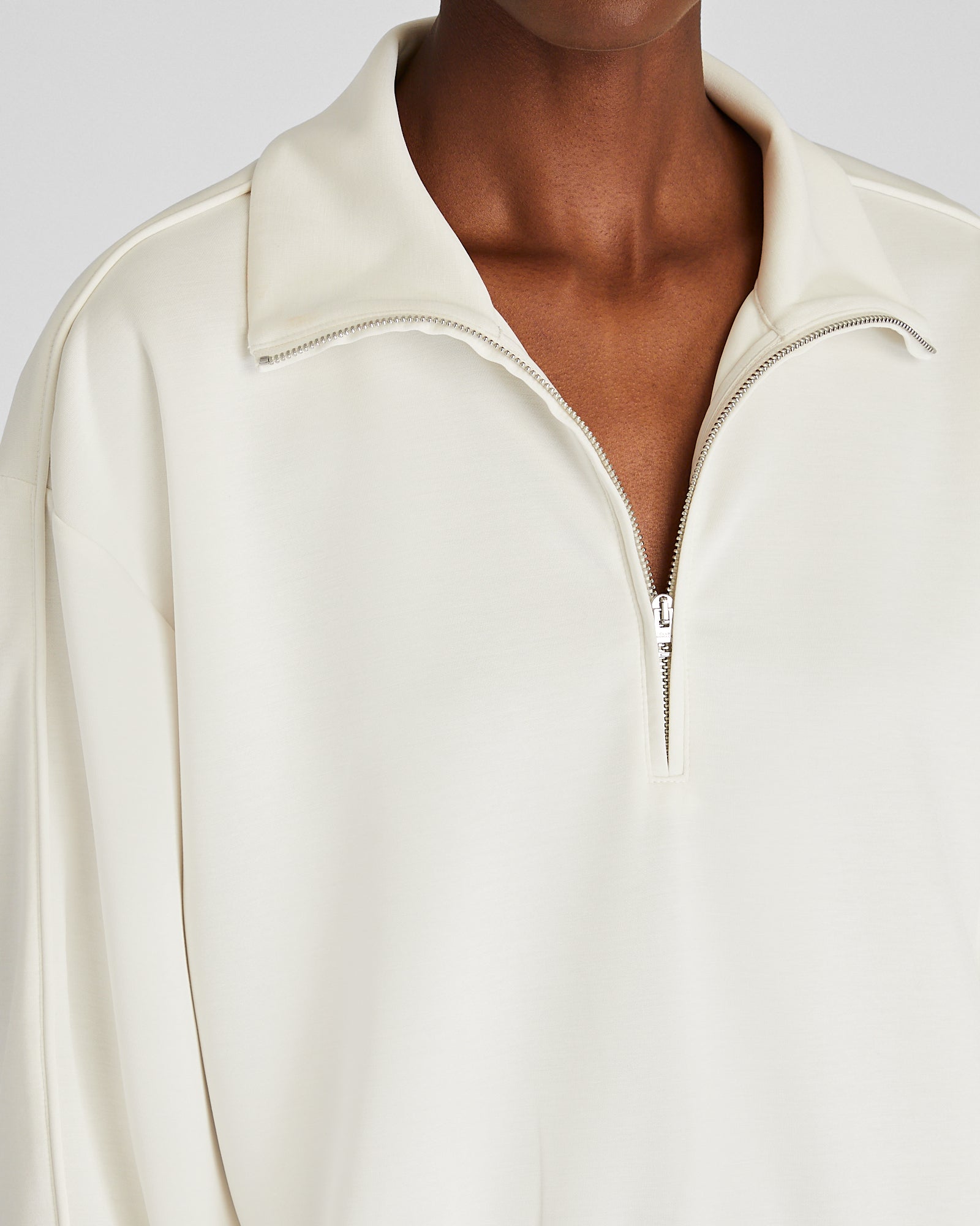 CLUB MONACO - Pull demi-zip Scuba - Crème