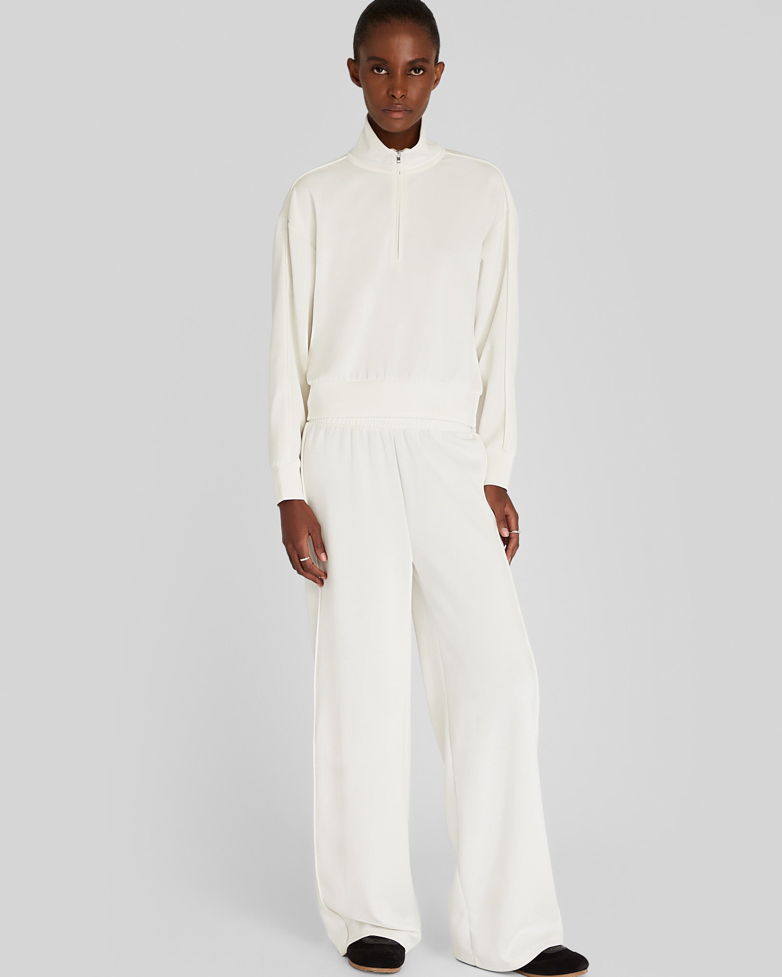 CLUB MONACO - Pull demi-zip Scuba - Crème