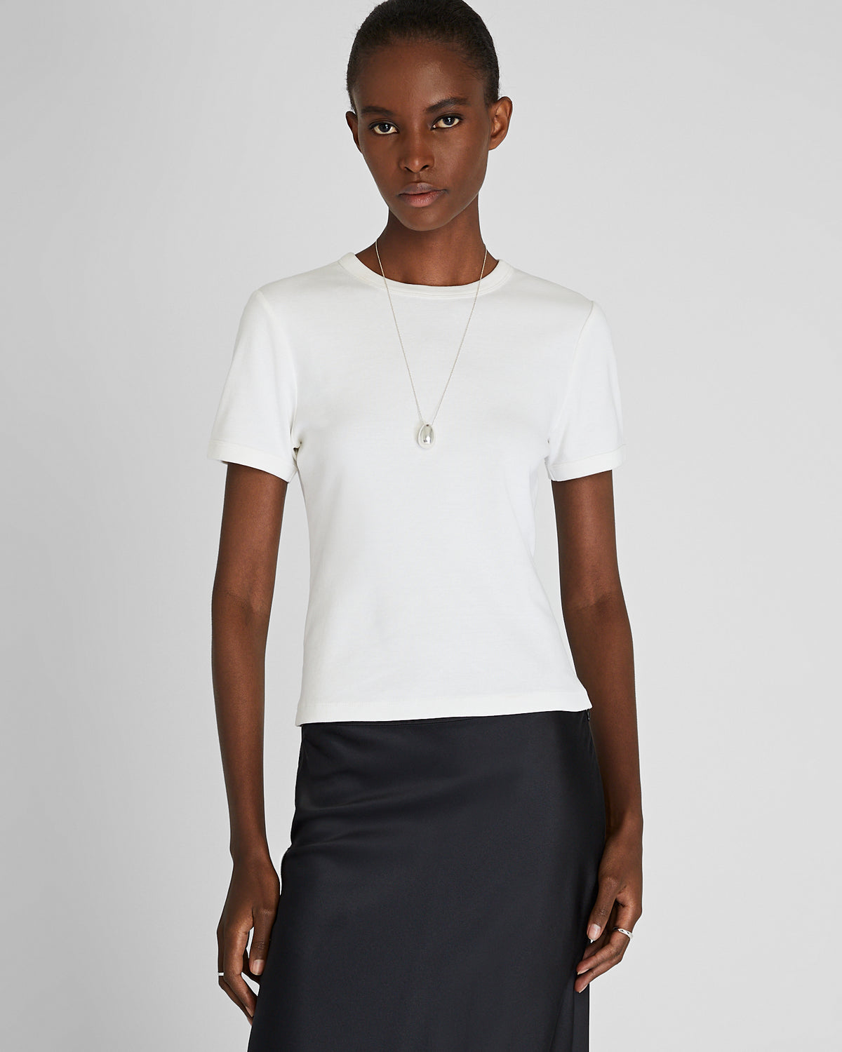 Women's White Compact Micro Rib Tee | Club Monaco CA