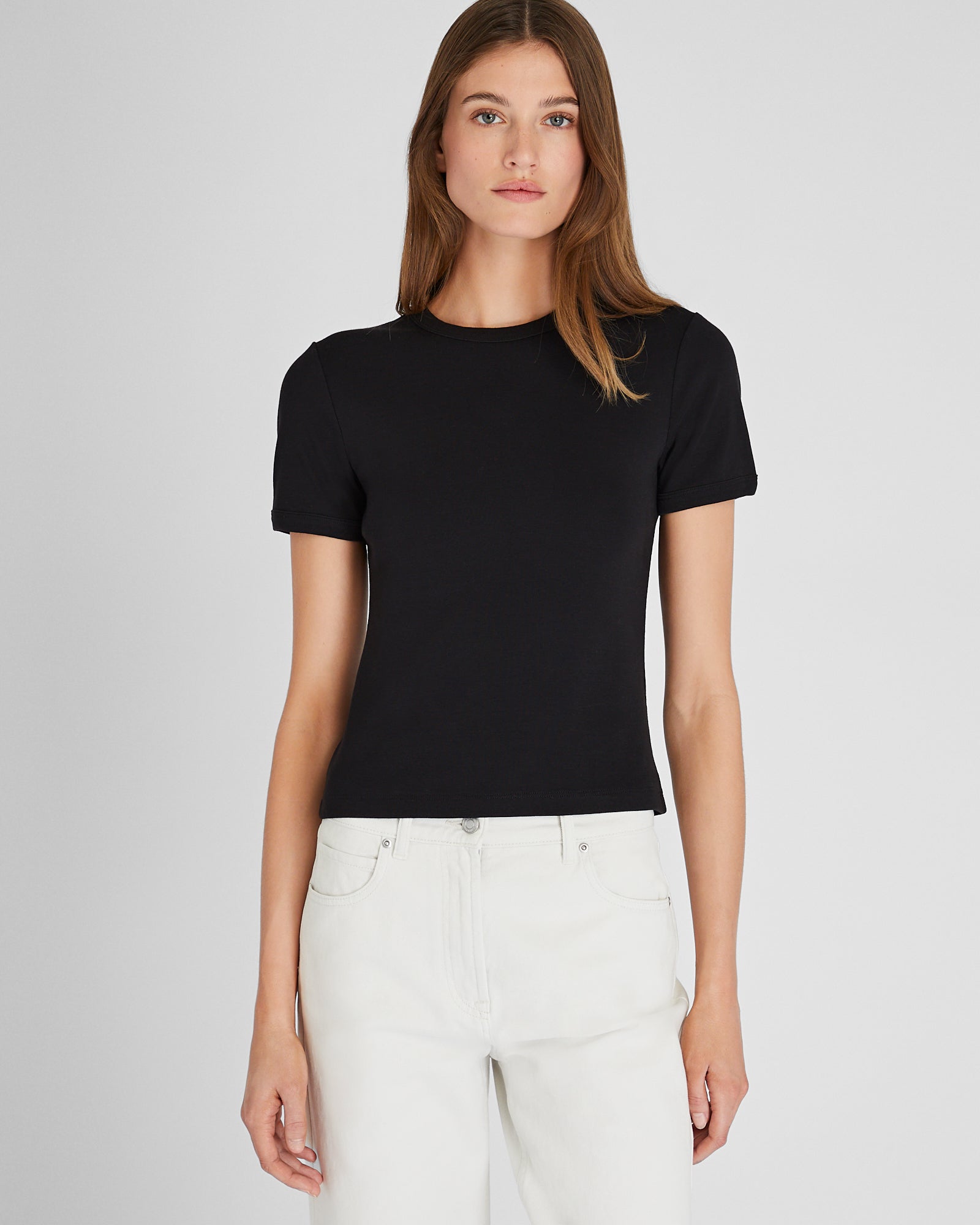 CLUB MONACO - Compact Micro Rib T-Shirt - Black