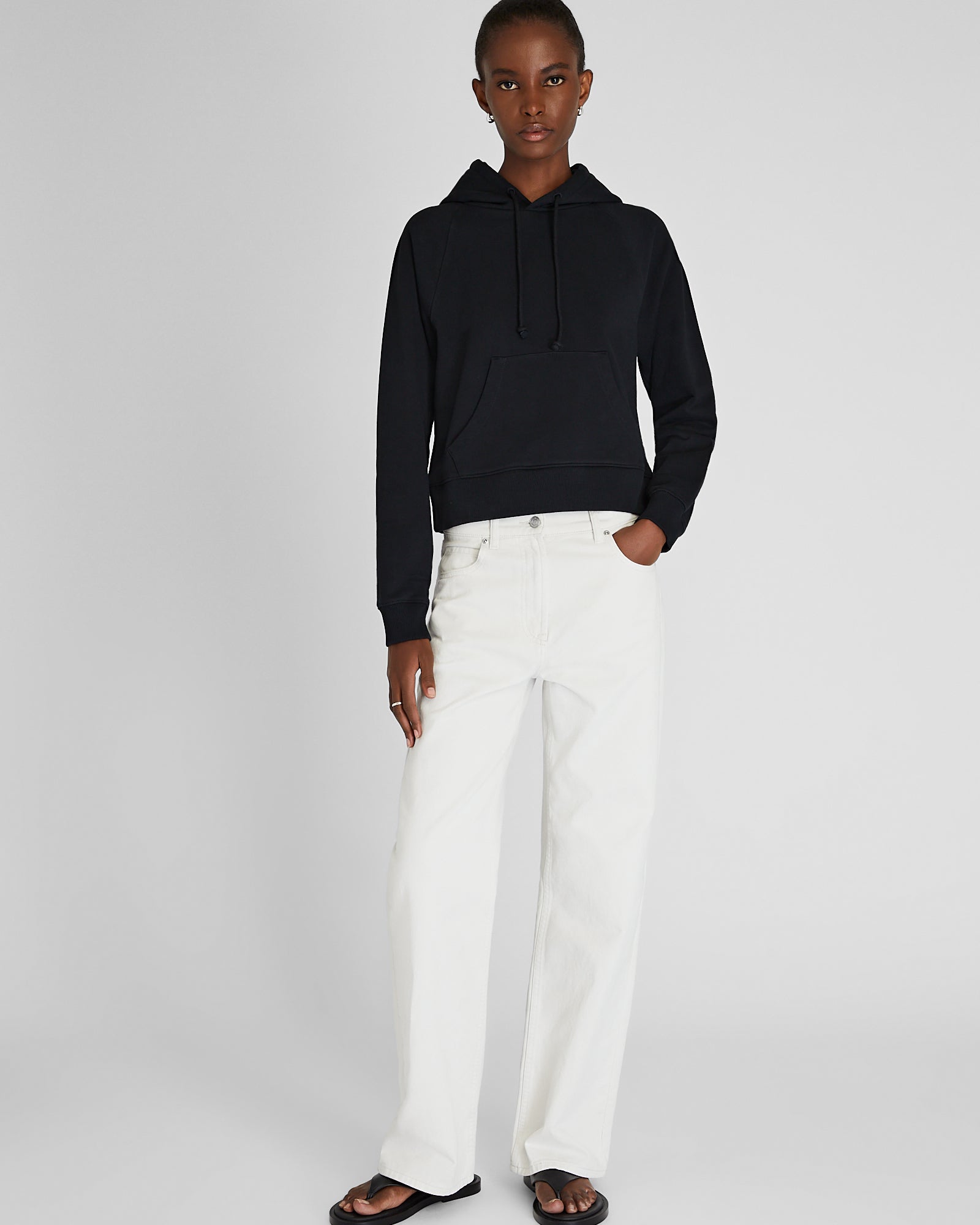 CLUB MONACO - Piece-Dyed Loop Back Terry Hoodie - Black