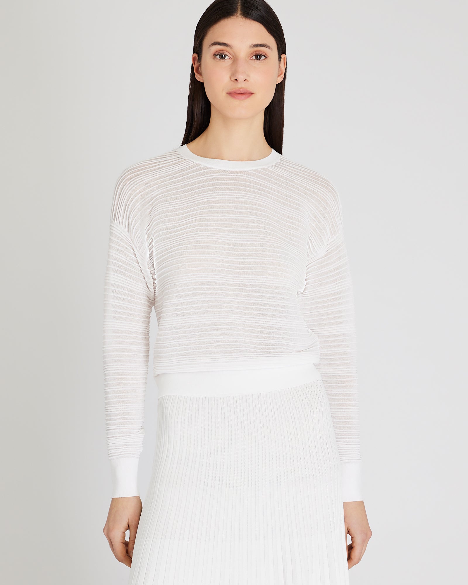 CLUB MONACO - Sheer Ottoman Sweater - White