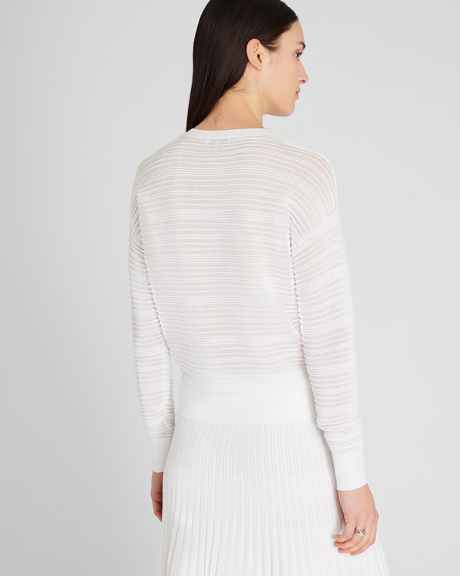 CLUB MONACO - Sheer Ottoman Sweater - White