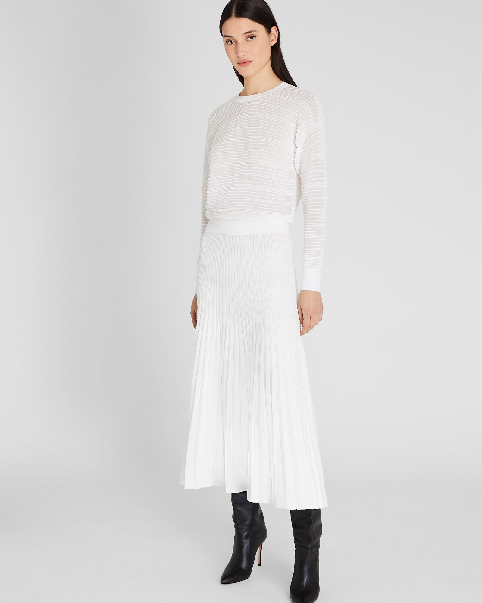 CLUB MONACO - Sheer Ottoman Sweater - White