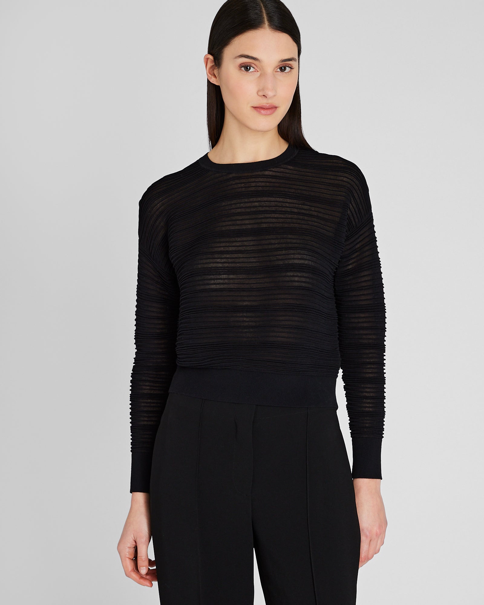 CLUB MONACO - Chandail ottoman transparent - Noir