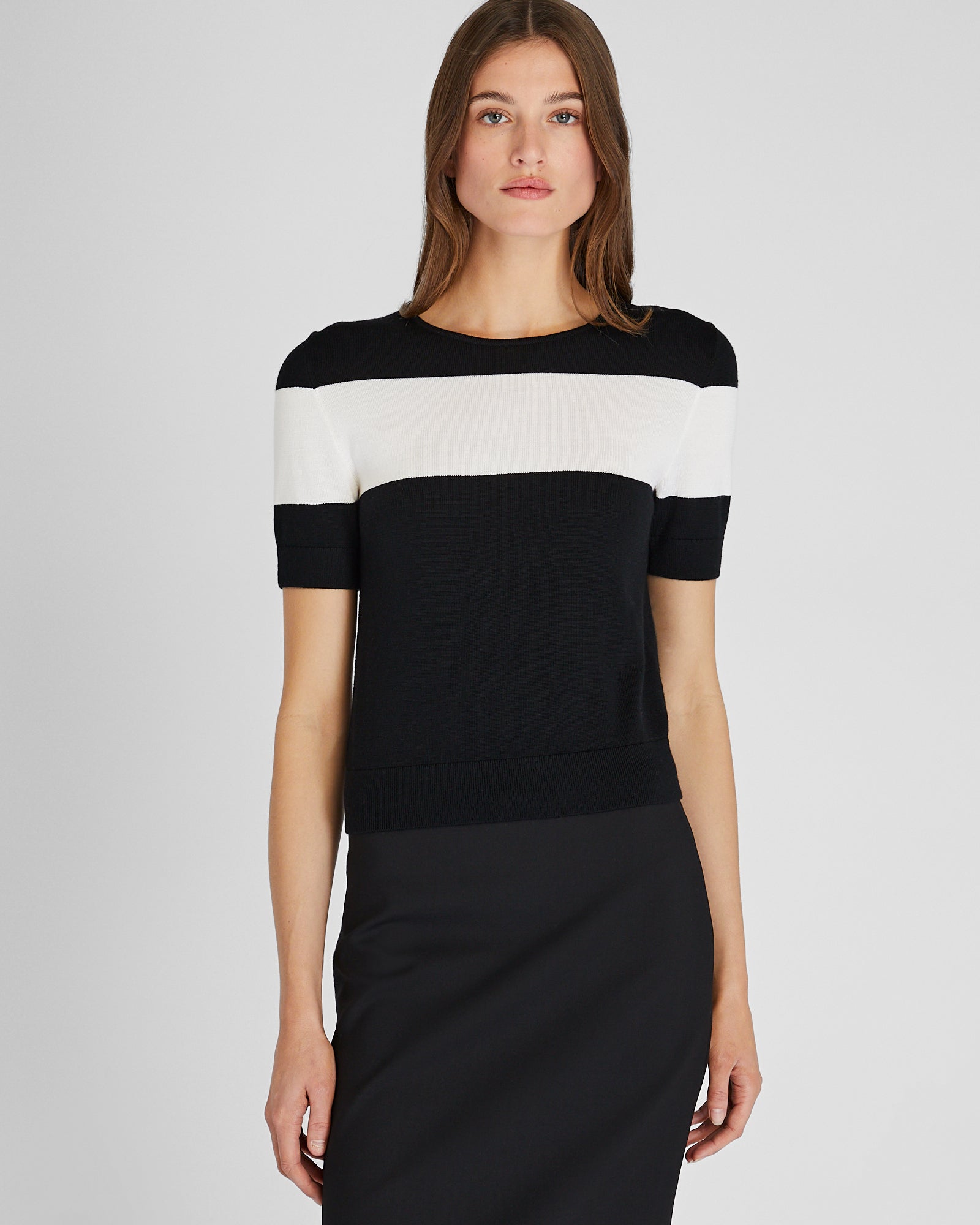 CLUB MONACO - T-shirt Chandail à rayures style rugby - Noir