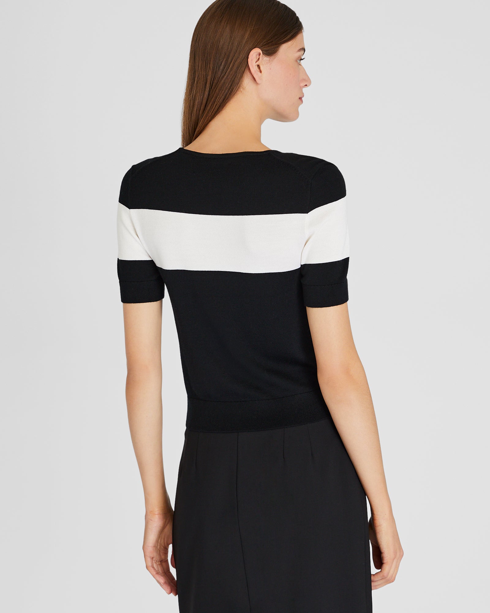CLUB MONACO - T-shirt Chandail à rayures style rugby - Noir