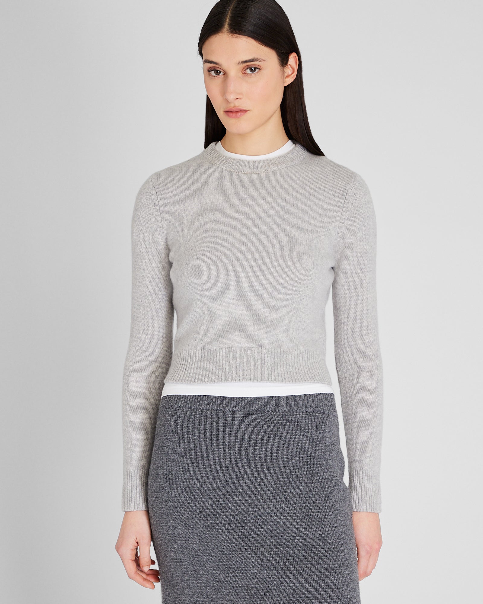 CLUB MONACO - Cashmere Shrunken Crewneck Sweater - Light Heather Grey