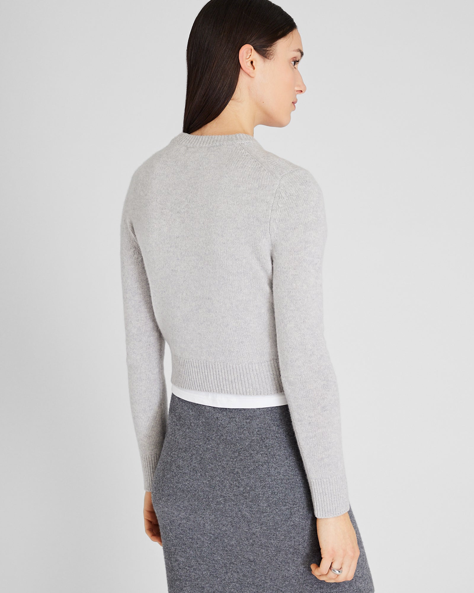 CLUB MONACO - Cashmere Shrunken Crewneck Sweater - Light Heather Grey